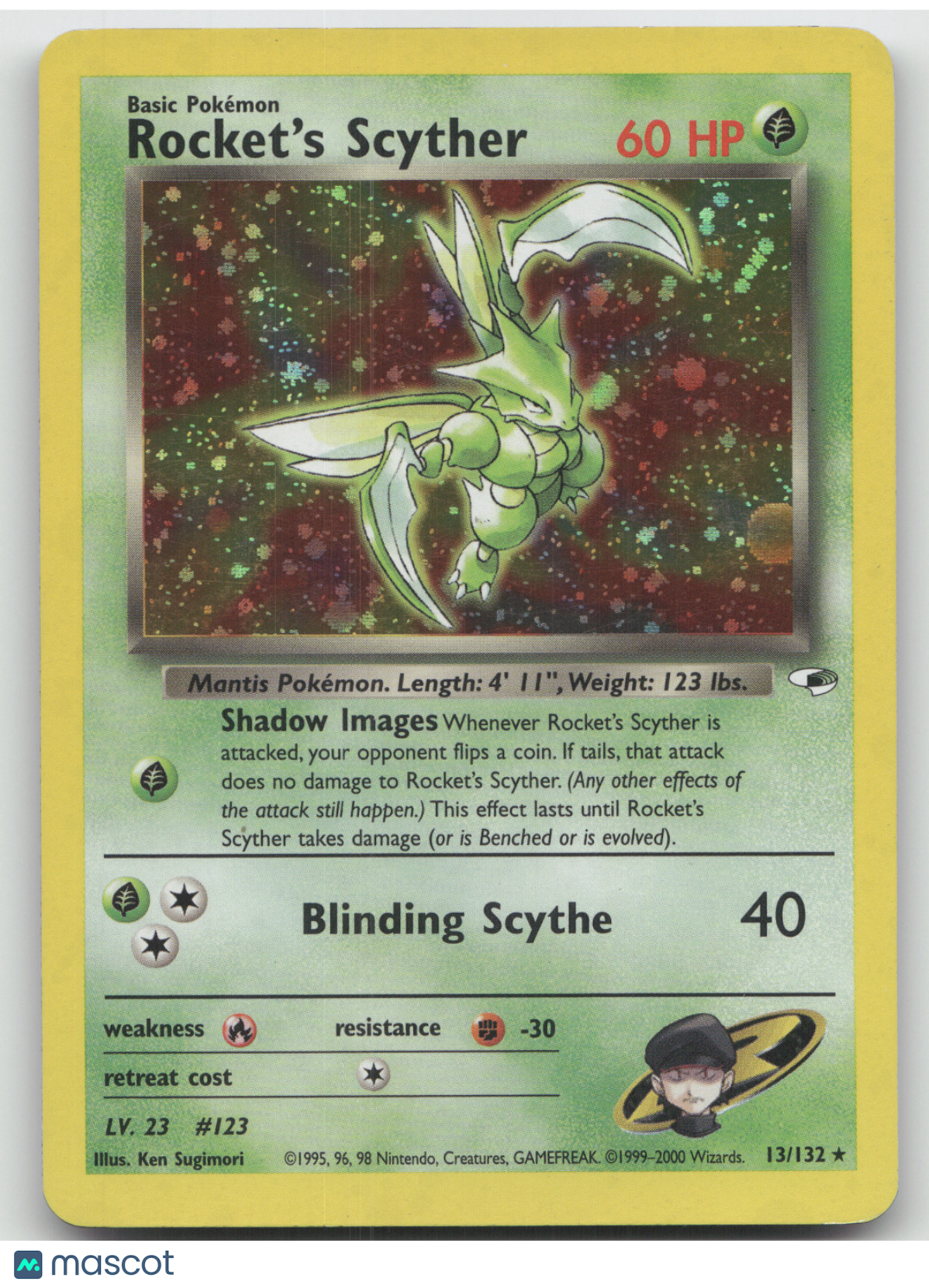 2000 Gym Heroes Rocket's Scyther Holo Rare #13/132
