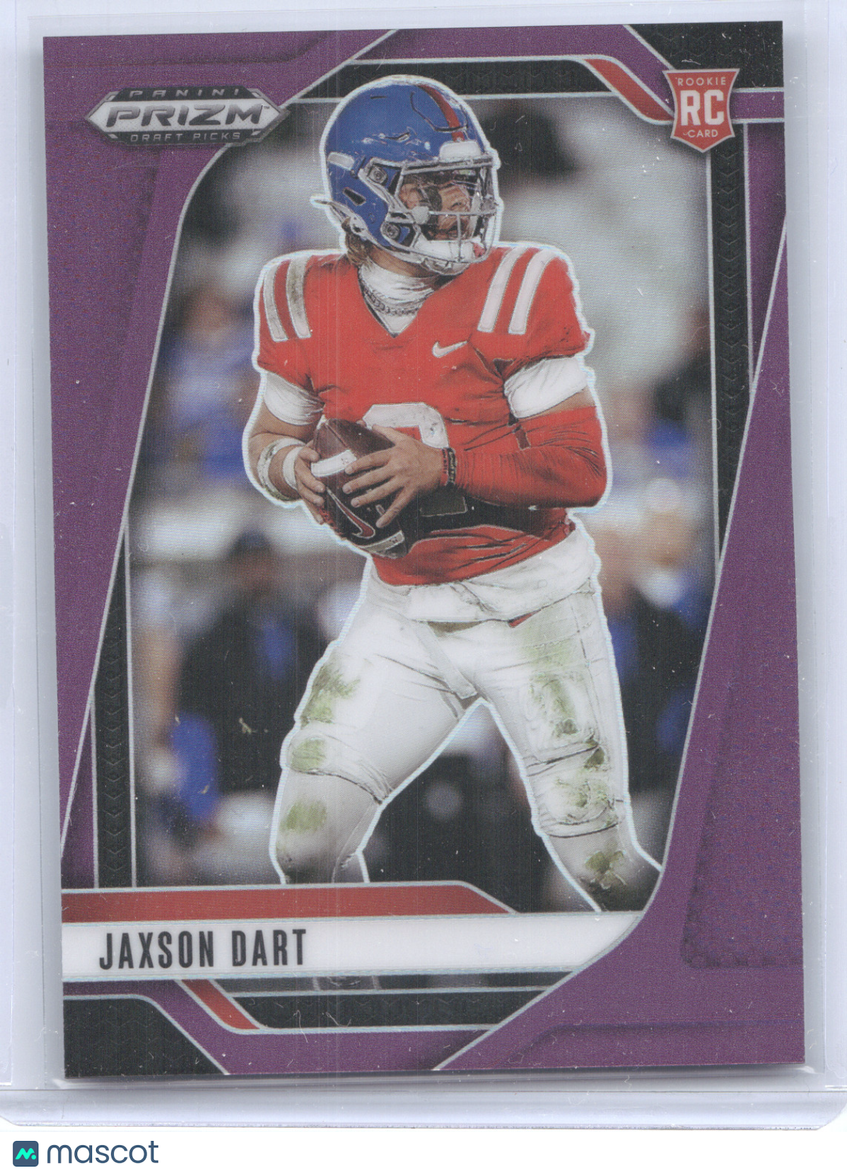 2025 Panini Prizm Draft Picks Jaxson Dart #90 Purple 28/99 RC