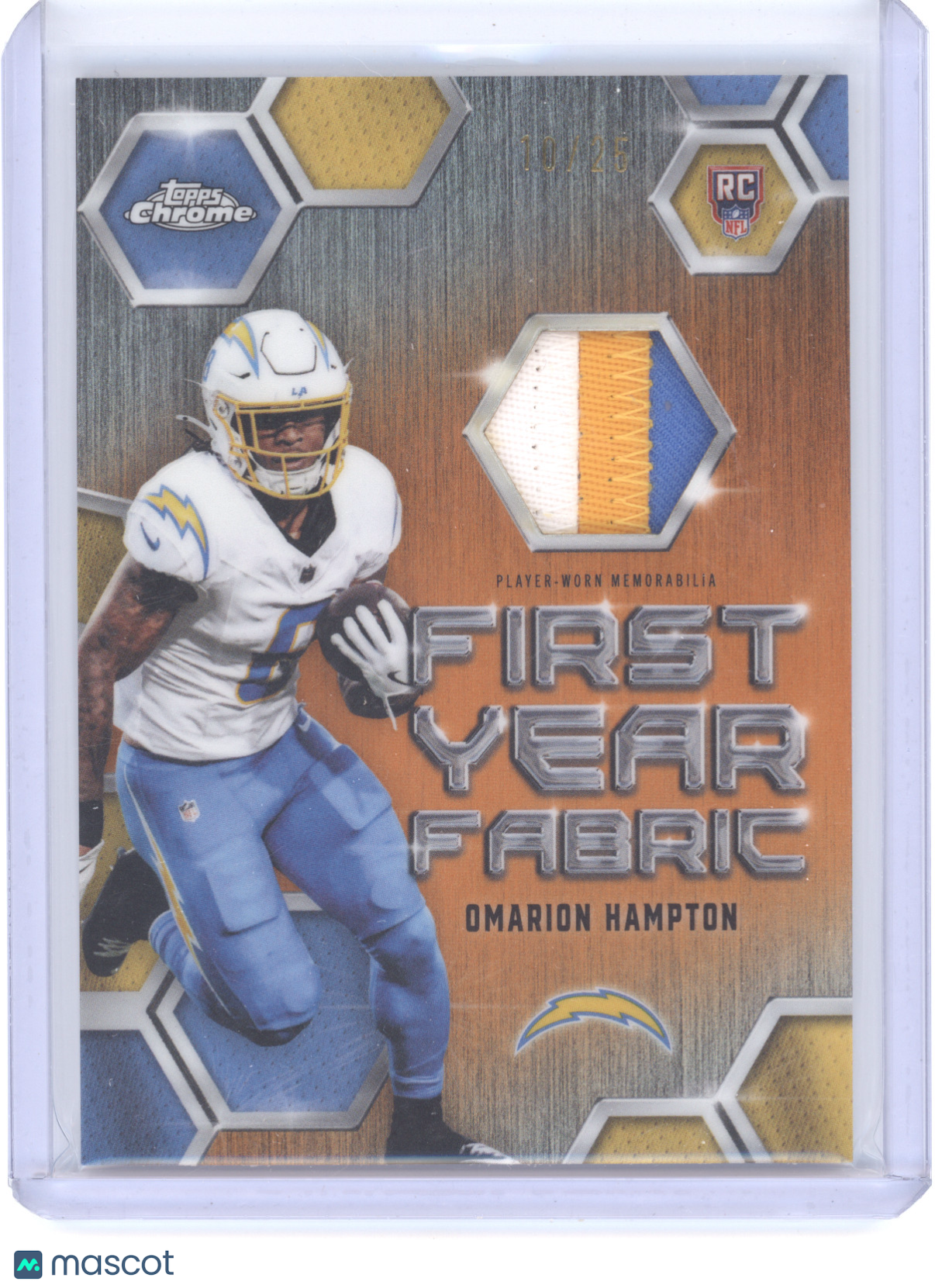 2025 Topps Chrome First Year Fabric Omarion Hampton #FYF-OH Orange 10/25 RC