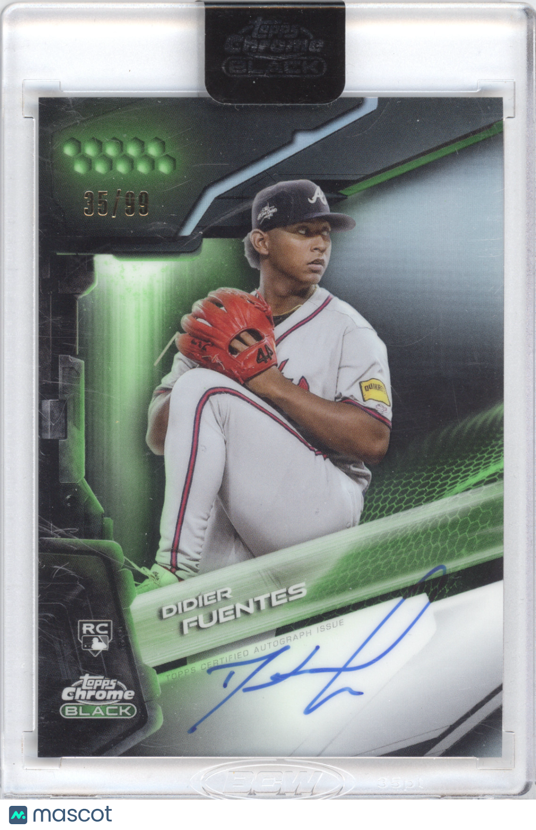 2026 Topps Chrome Black Autograph Didier Fuentes #DF Green Refractor 05/99 RC