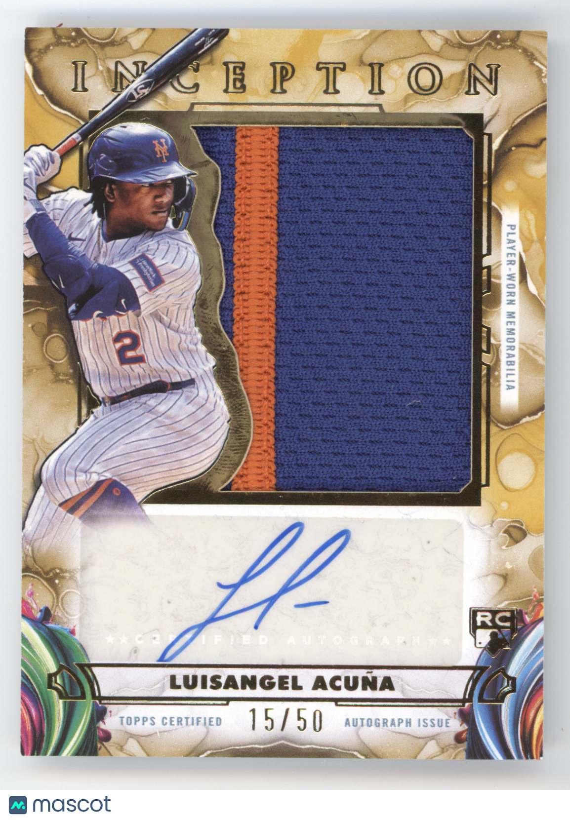 2025 Topps Inception Jumbo Patch Autograph Luisangel Acuña #LA Gold RC 15/50