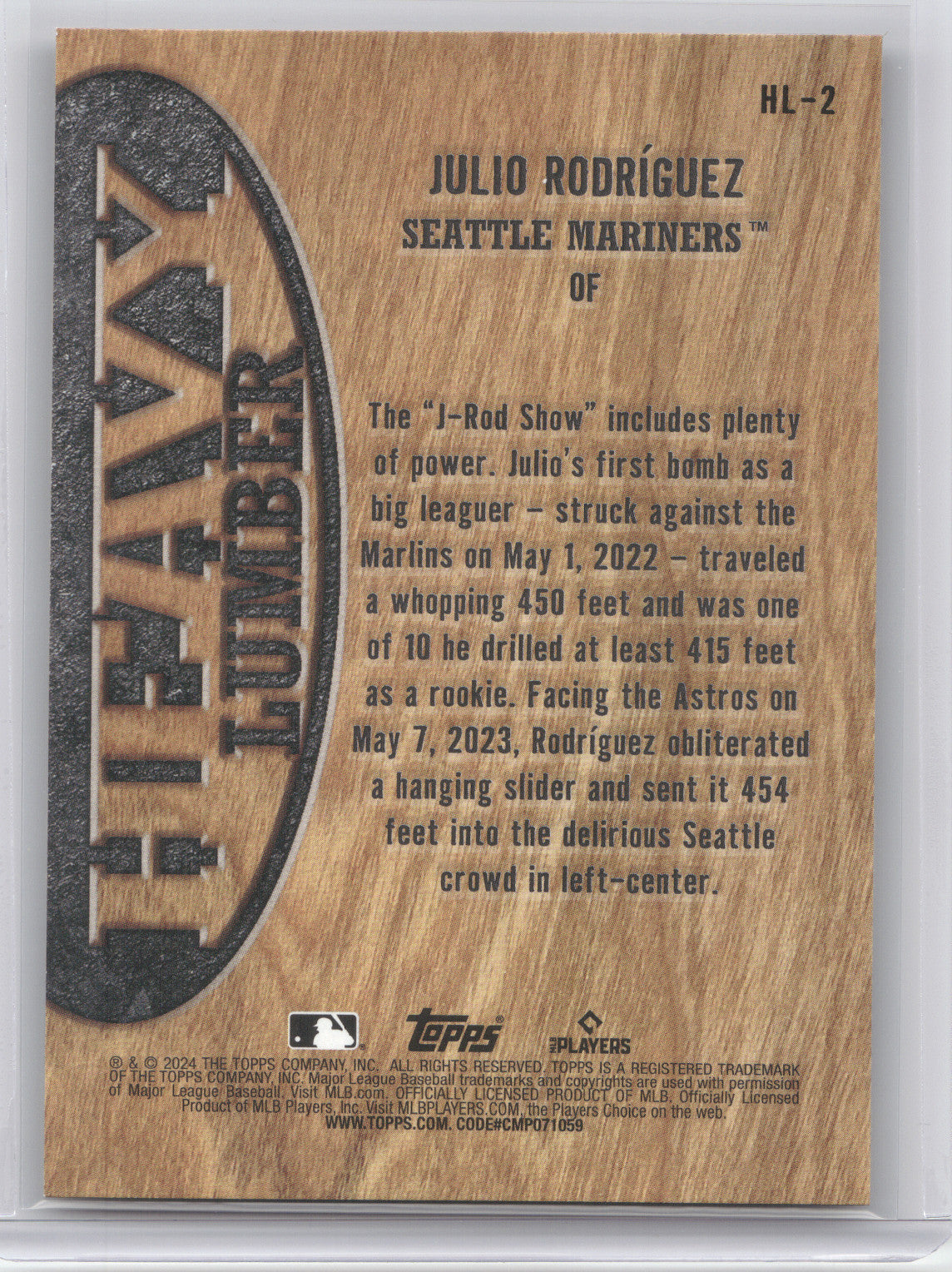 2024 Topps Heavy Lumber Julio Rodriguez #HL-2 Wood