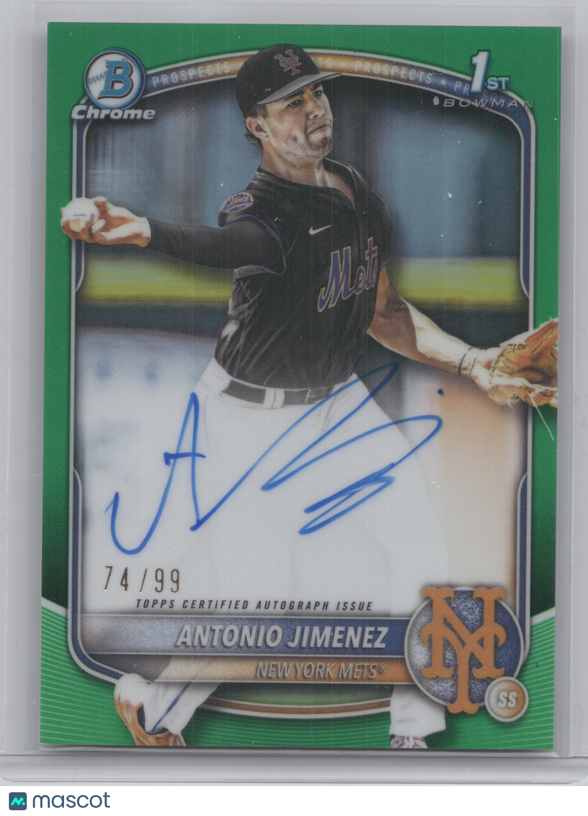 2025 Bowman Chrome Prospect Autograph Antonio Jimenez #AJ Green Refractor 74/99