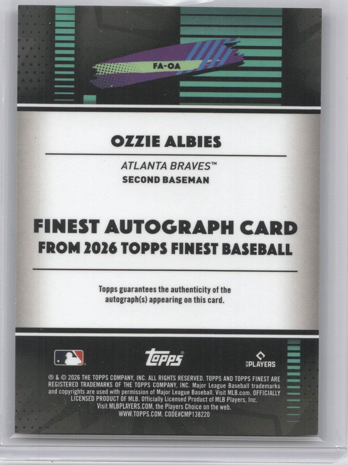 2026 Topps Finest Autograph Ozzie Albies #FA-OA Green 05/99