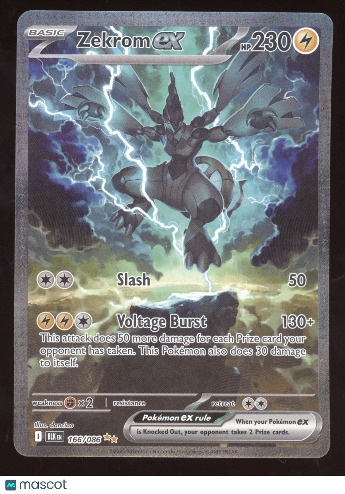 2025 Black Bolt Zekrom ex Secret Rare #166/086