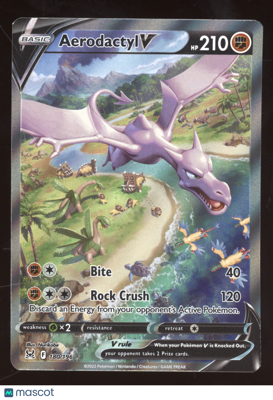 2022 Lost Origin Aerodactyl V Holo Rare #180/196