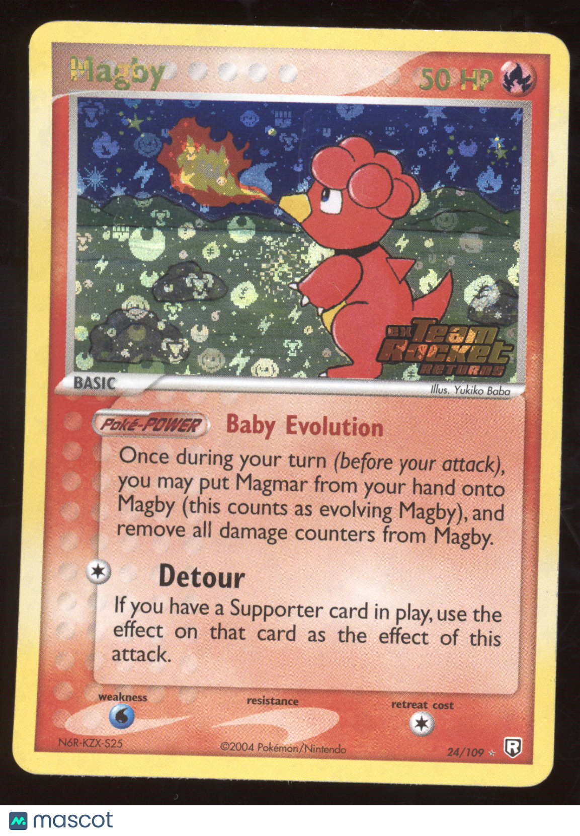 2004 EX Team Rocket Returns Magby Expansion Stamp Holo Rare #24/109
