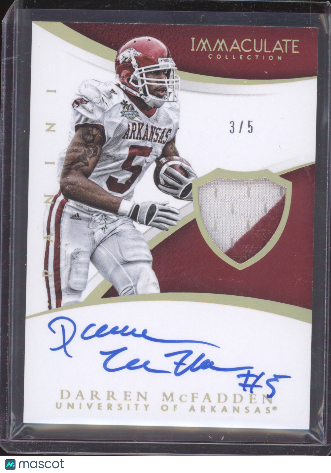 2015 Immaculate Darren McFadden Patch Auto 3/5 College Game Used Razorbacks
