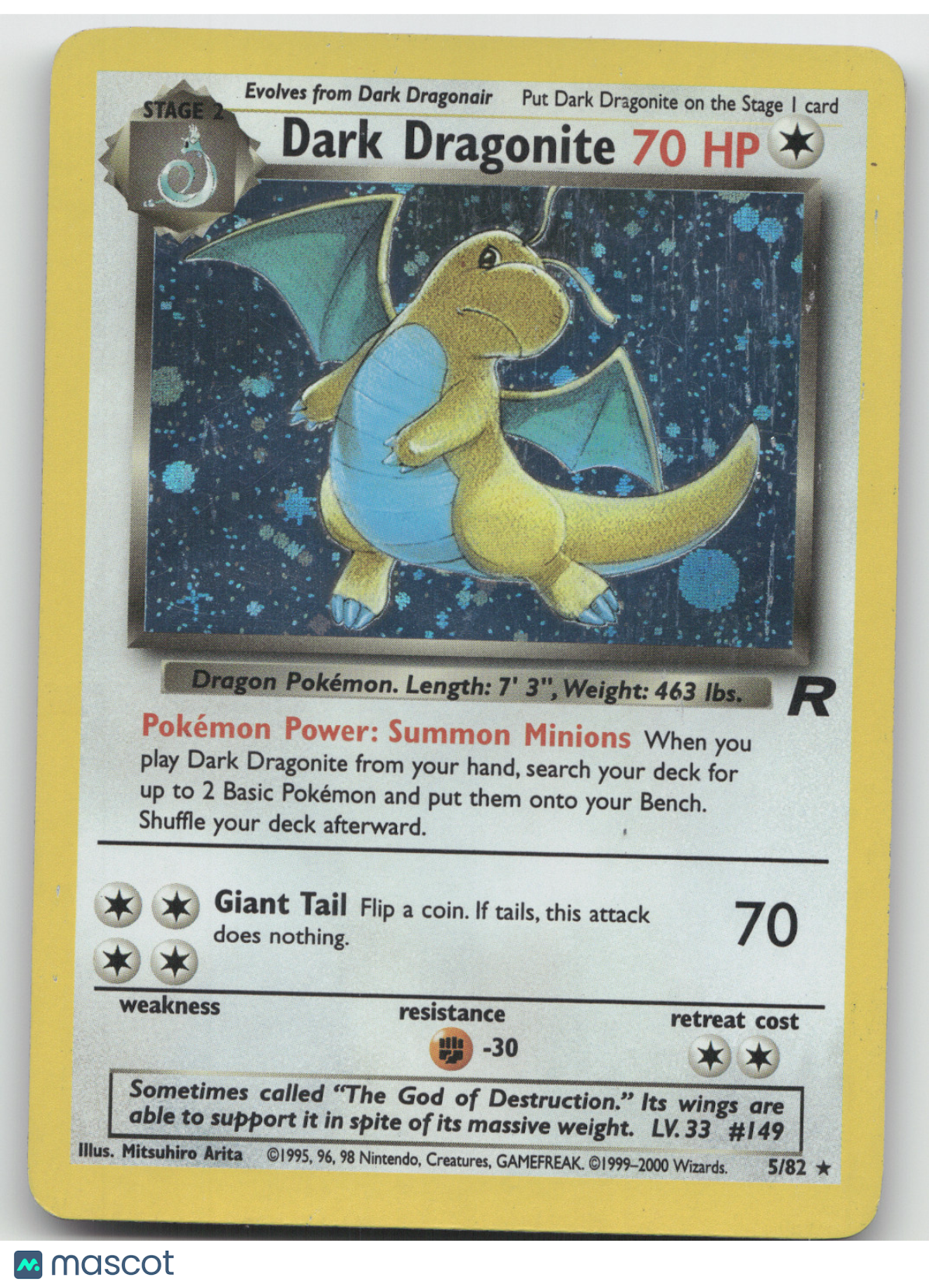 2000 Team Rocket Dark Dragonite Holo Rare #5/82