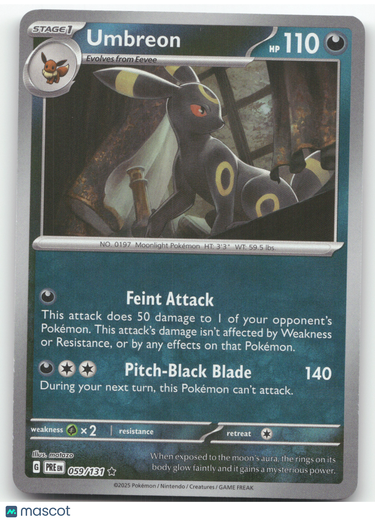 2025 Prismatic Evolutions Umbreon Master Ball Reverse Holo Rare #59/131