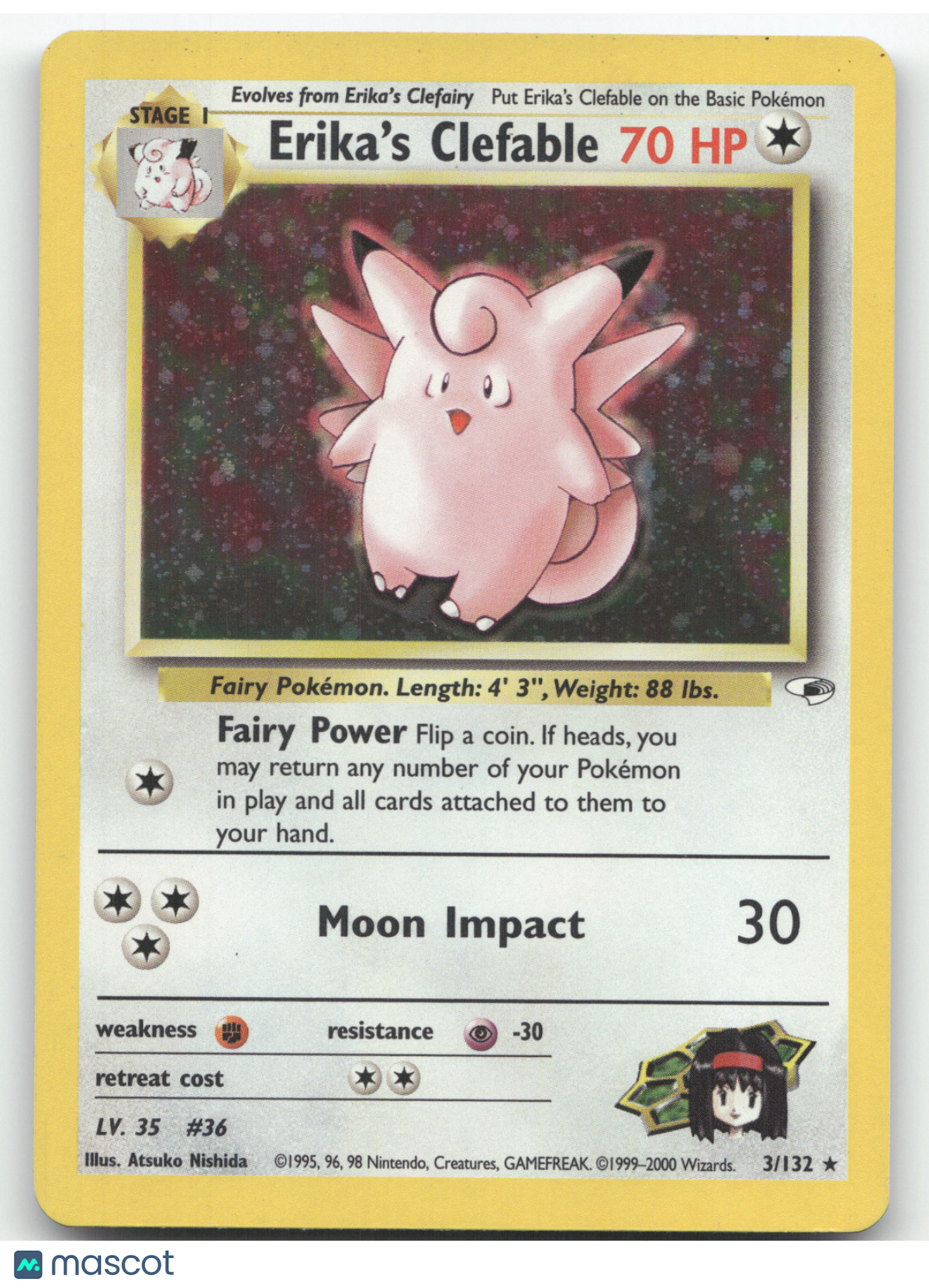 2000 Gym Heroes Erika's Clefable Holo Rare #3/132
