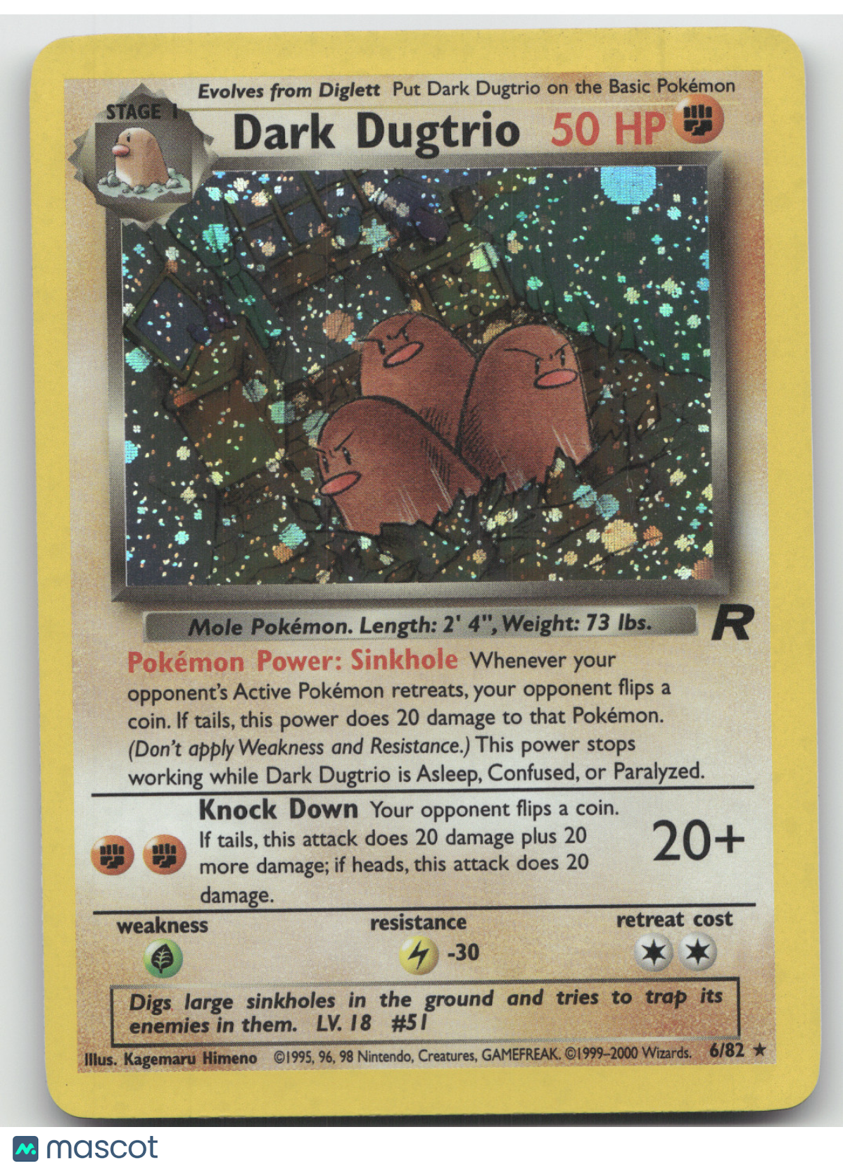 2000 Team Rocket Dark Dugtrio Holo Rare #6/82