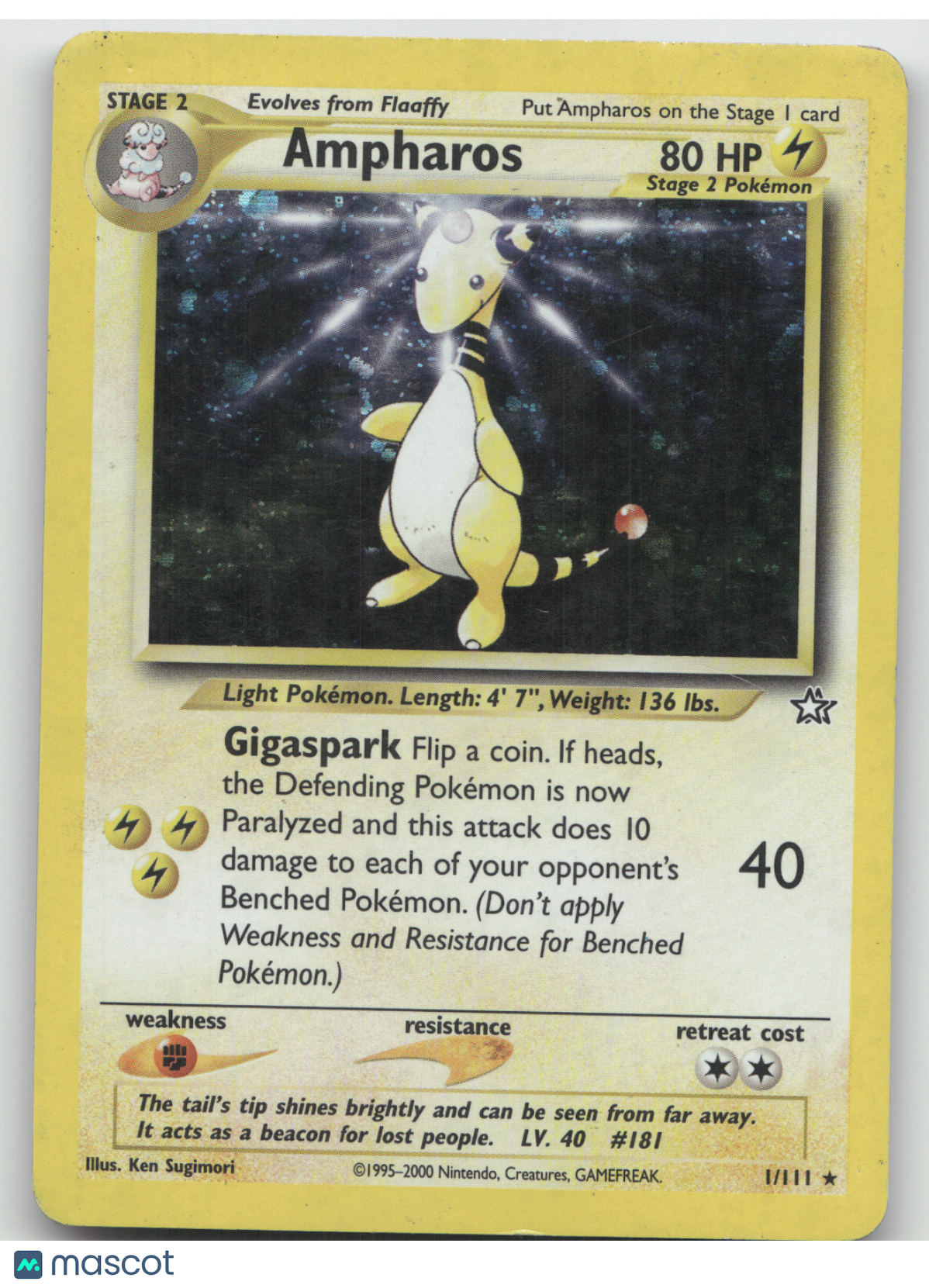 2000 Neo Genesis Ampharos Holo Rare #1/111