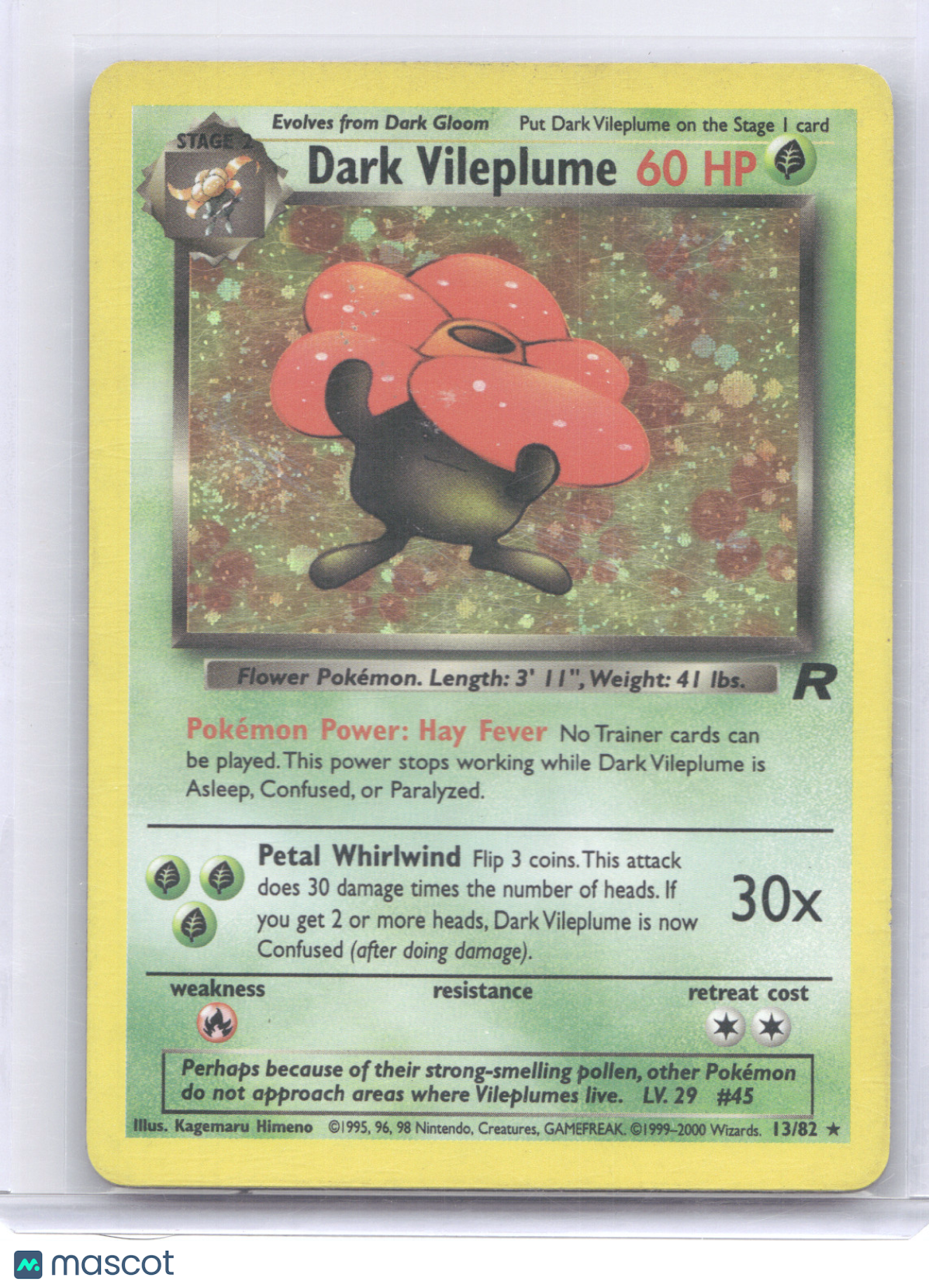 2000 Team Rocket Dark Vileplume Holo Rare #13/82