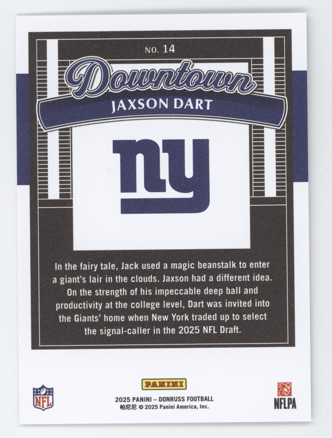 2025 Donruss Downtown Jaxson Dart #14 RC