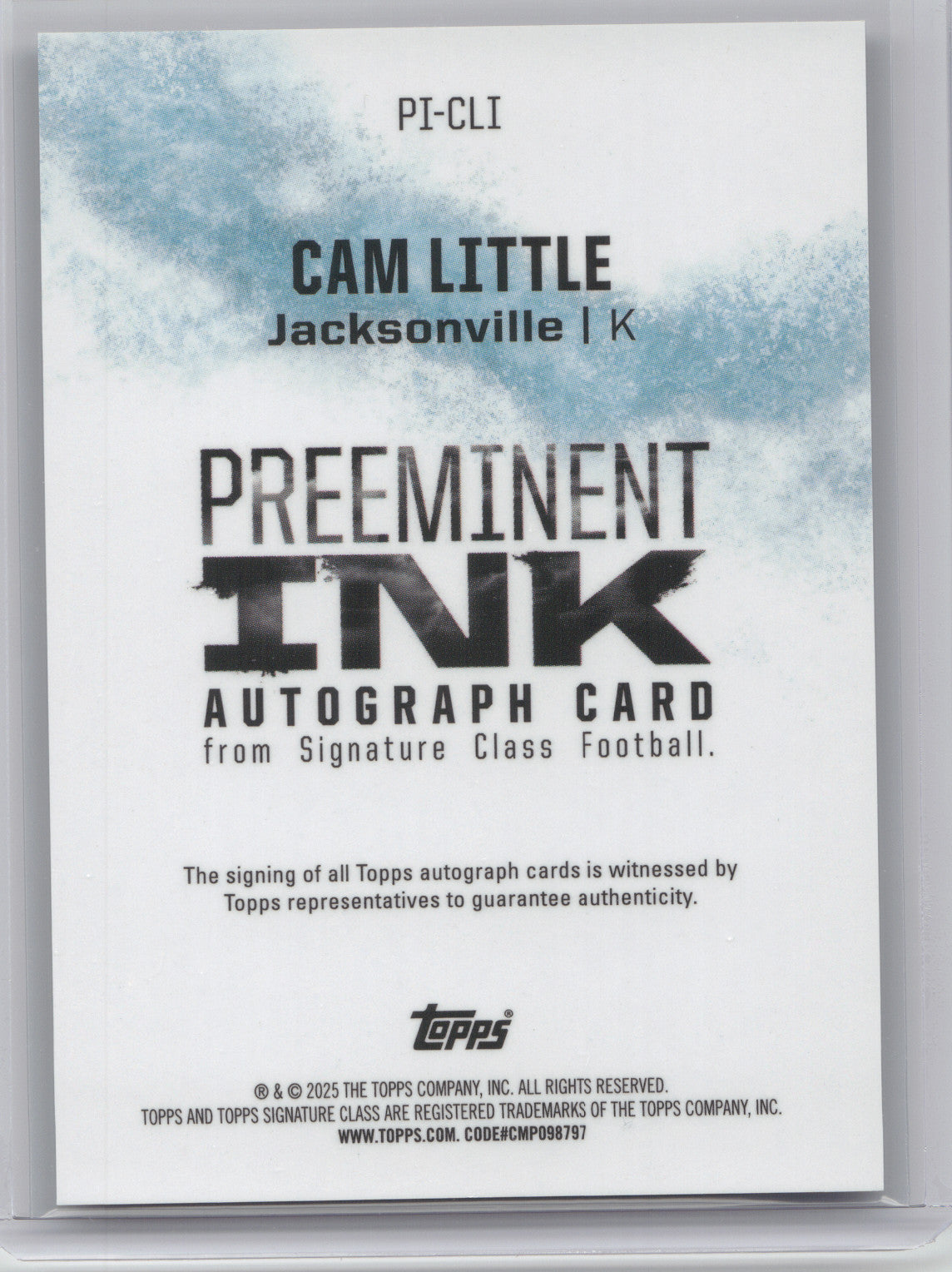 2024 Topps Signature Class Preeminent Ink Cam Little #PI-CLI Purple 055/100 RC