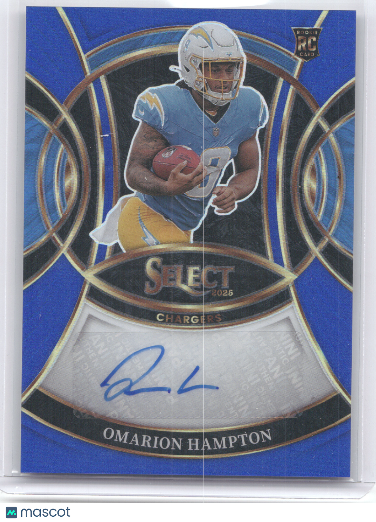 2025 Panini Select Rookie Signatures Omarion Hampton #RSI-OHN Blue 015/149 RC