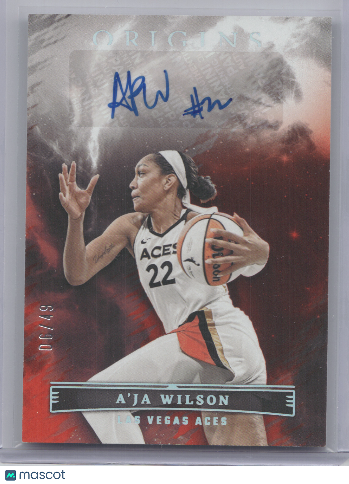 2023 Panini Origins WNBA Autographs A'ja Wilson #OA-AJW Red 06/49