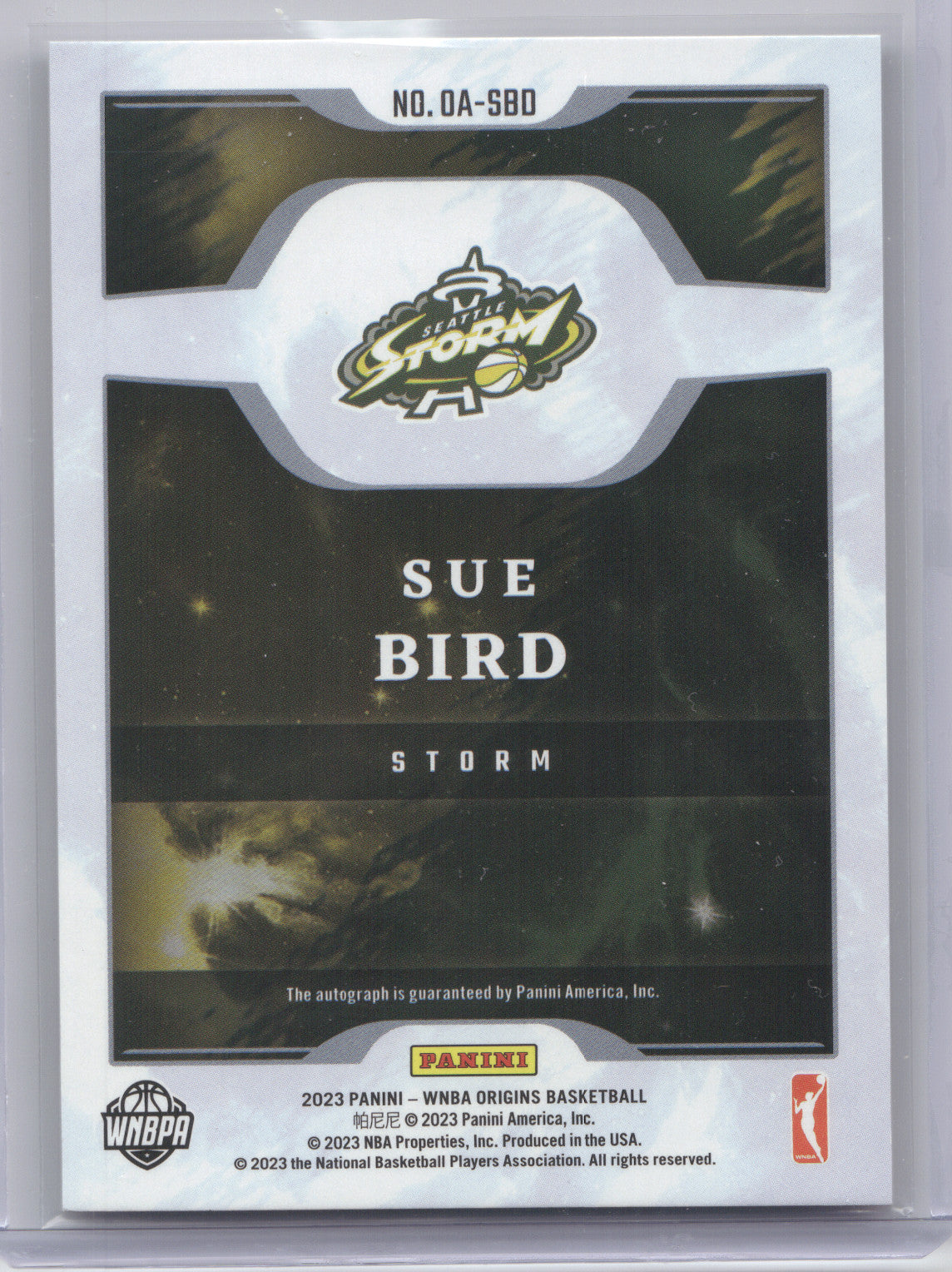 2023 Panini Origins WNBA Autographs Sue Bird #OA-SBD Red 23/49