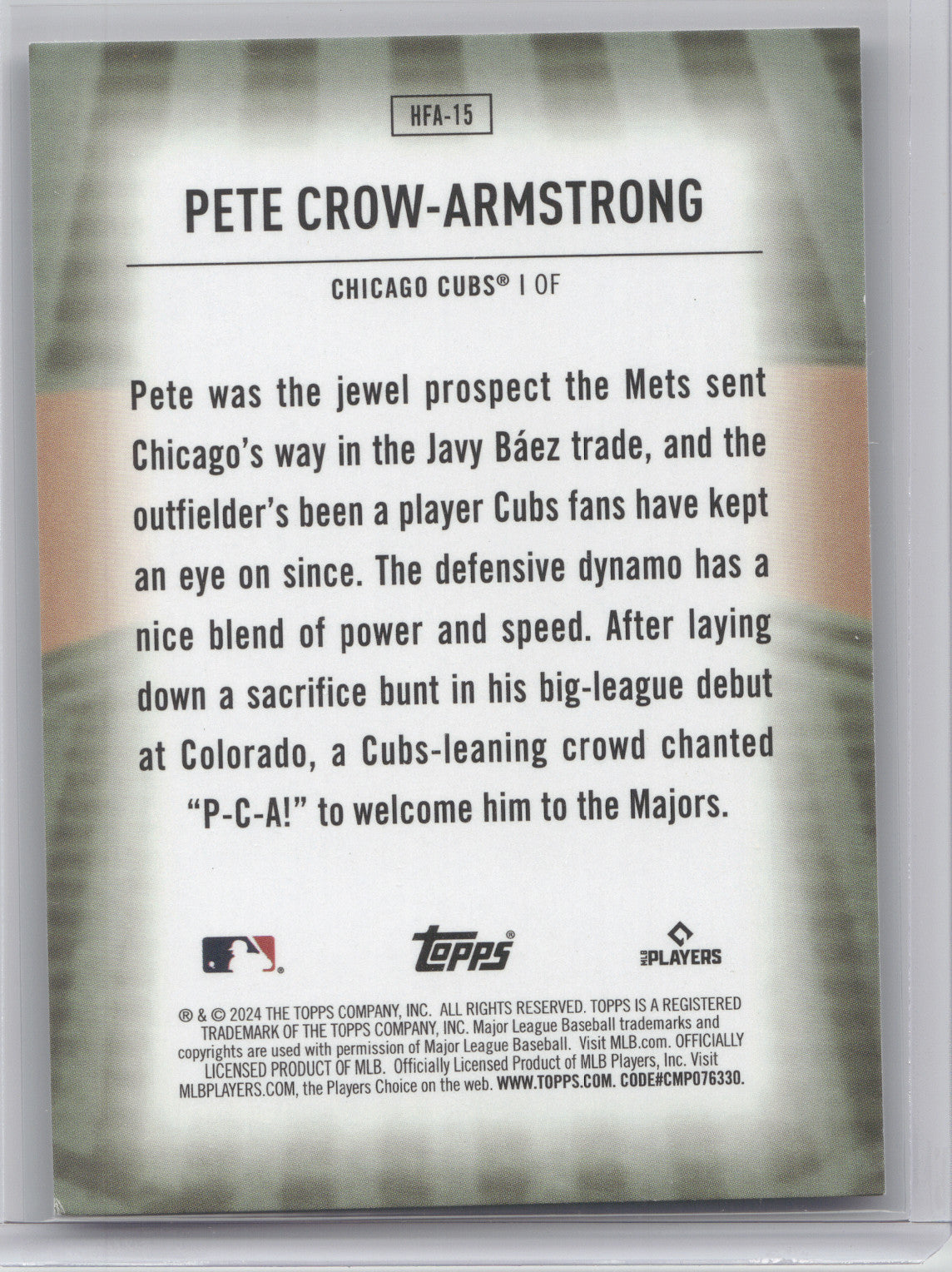 2024 Topps Home Field Advantage Pete Crow-Armstrong #HFA-15 RC