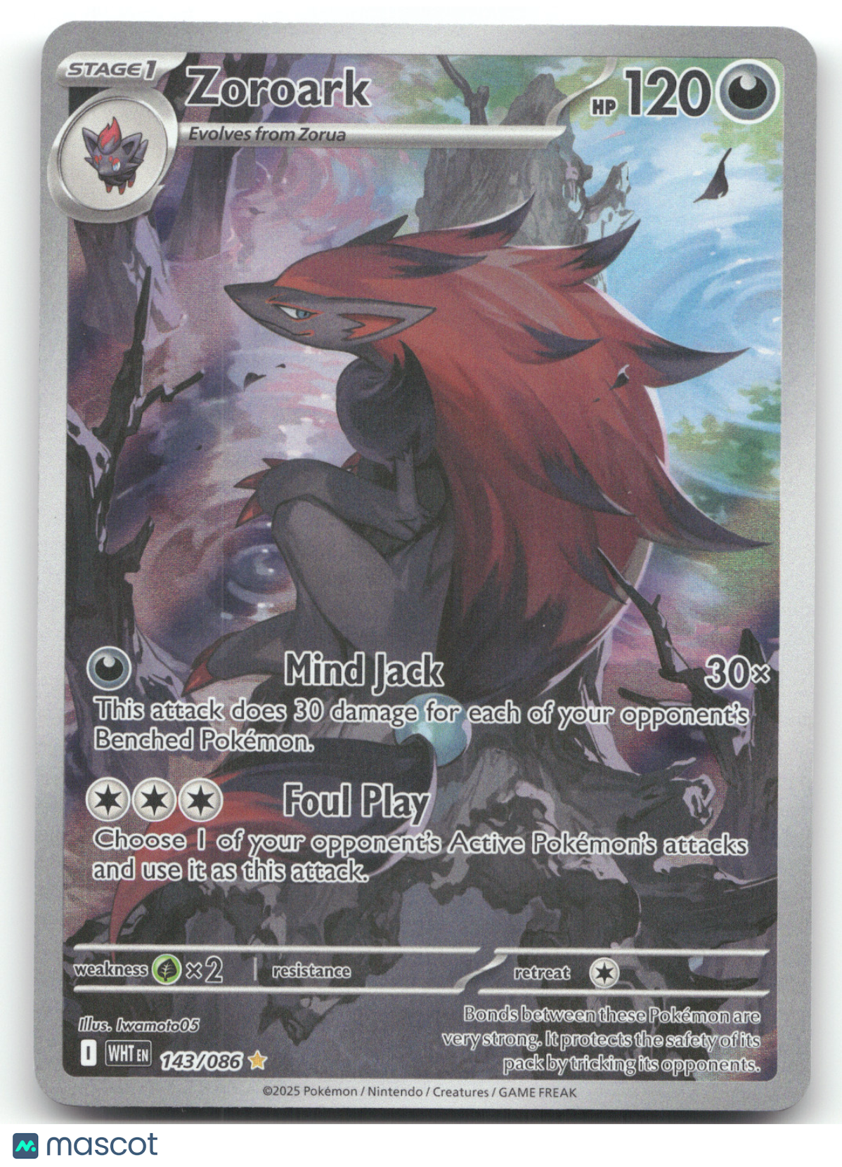 2025 White Flare Zoroark Secret Rare #143/086