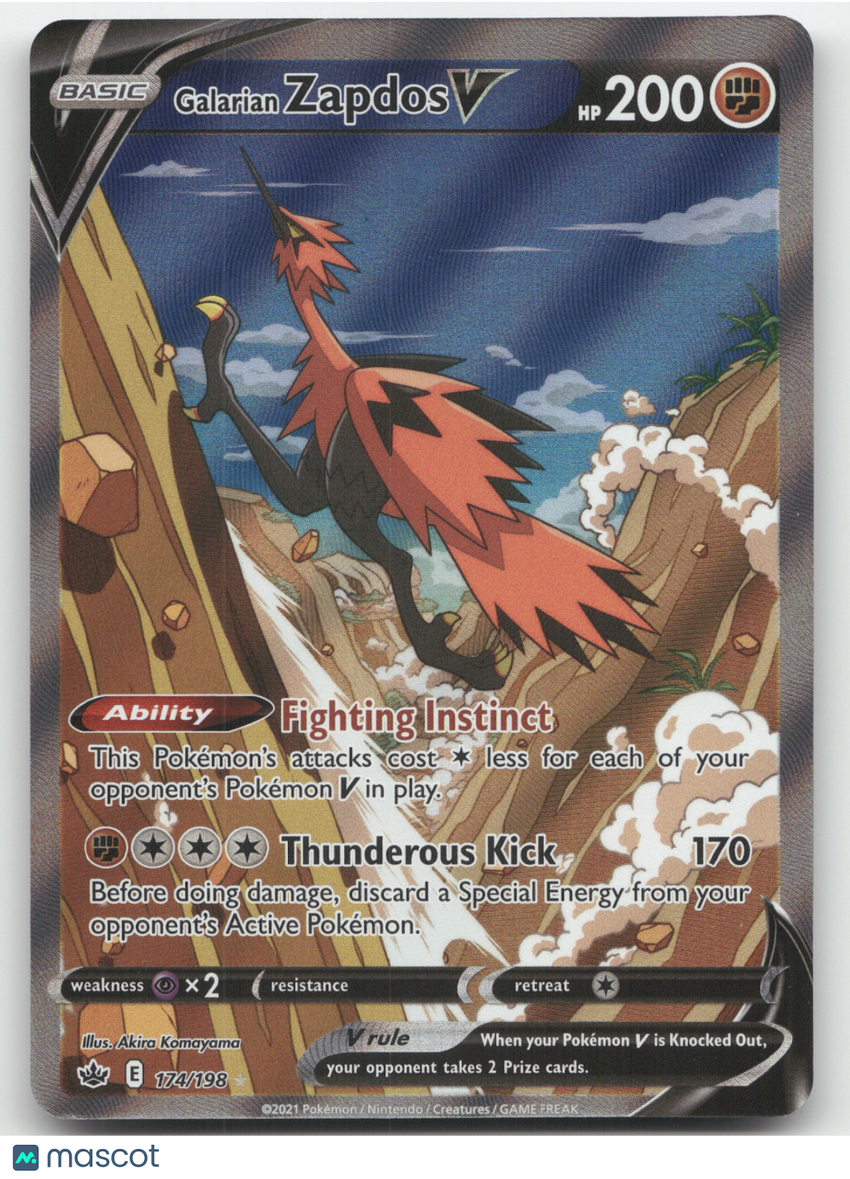 2021 Chilling Reign Galarian Zapdos V Ultra Rare #174/198
