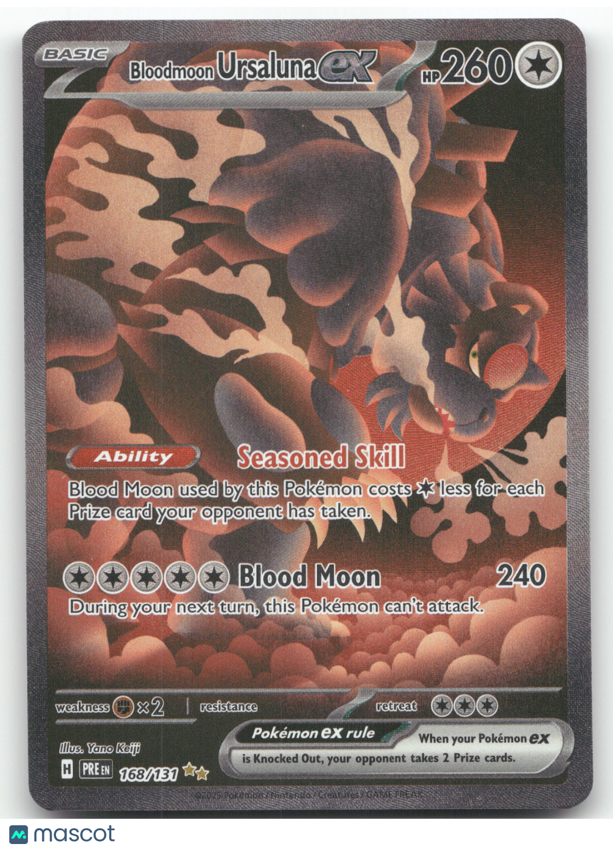 2025 Prismatic Evolutions Bloodmoon Ursaluna ex Secret Rare #168/131