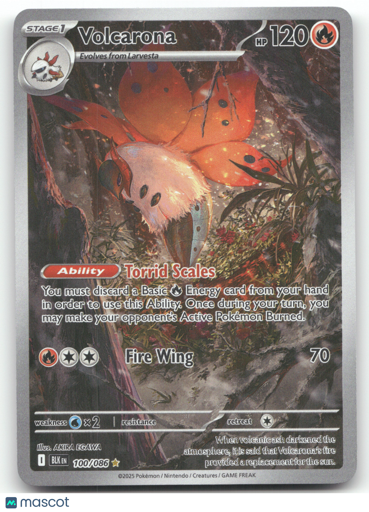 2025 Black Bolt Volcarona Secret Rare #100/086