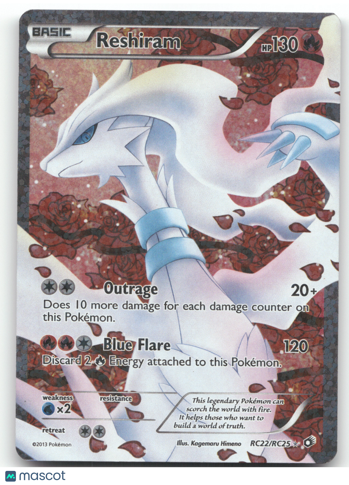 2013 Legendary Treasures Reshiram Holo Rare #RC22/RC25