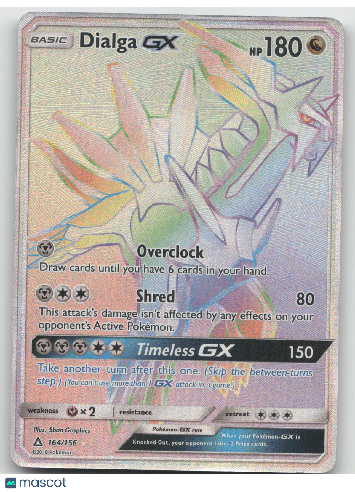 2018 Ultra Prism Dialga GX Rainbow Secret Rare #164/156