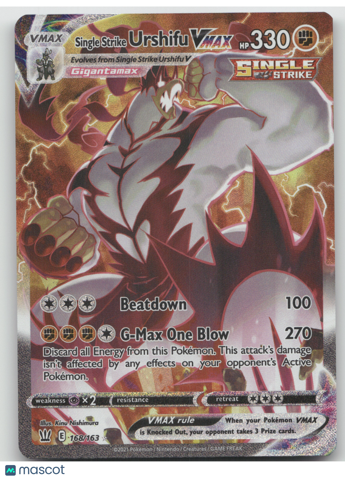 2021 Battle Styles Single Strike Urshifu VMAX Secret Rare #168/163