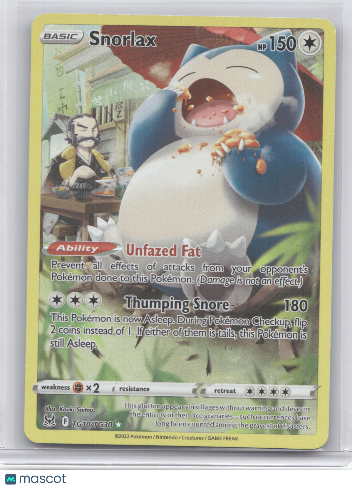 2022 Lost Origin Snorlax Holo Rare #TG10/TG30