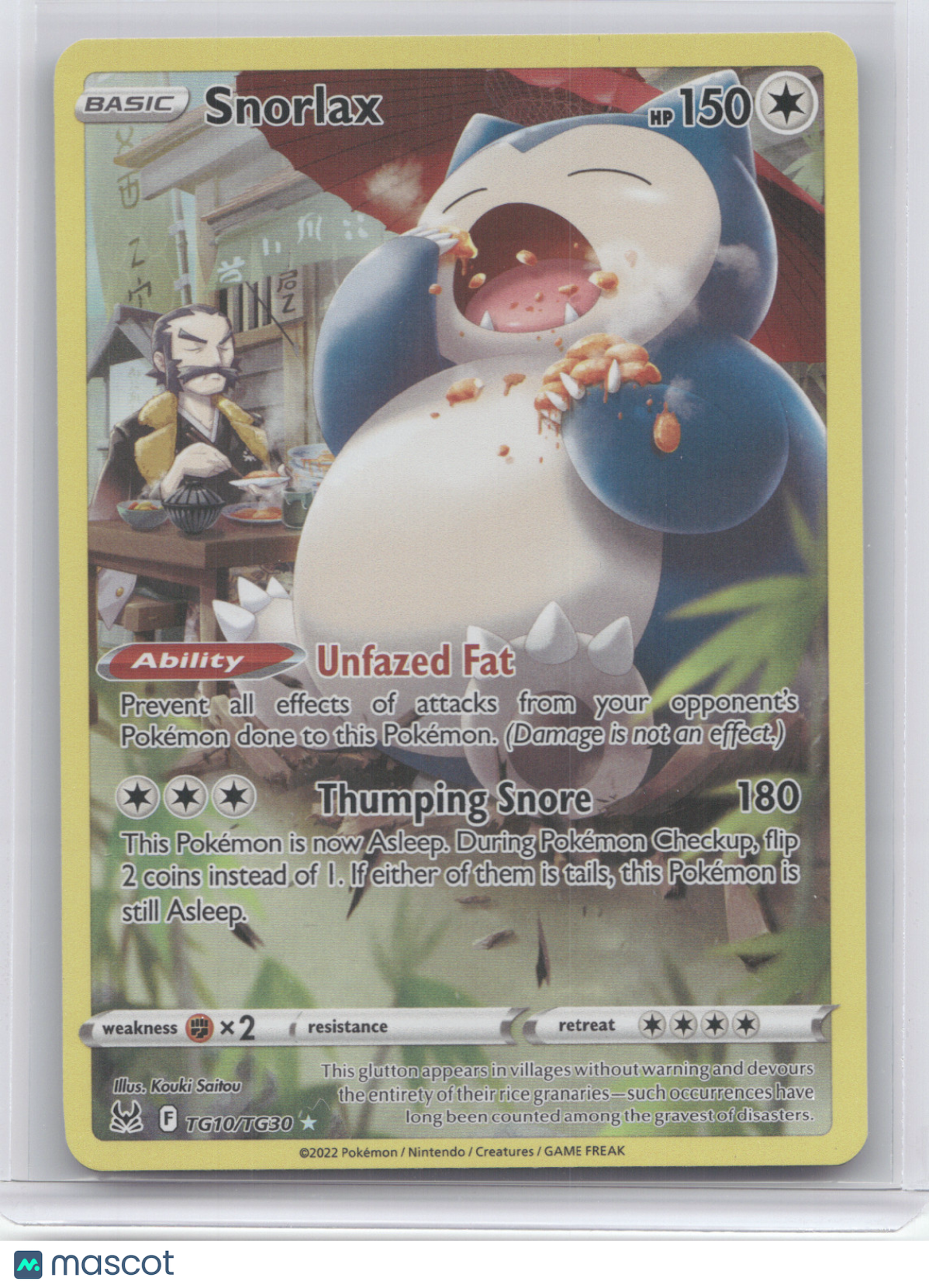 2022 Lost Origin Snorlax Holo Rare #TG10/TG30
