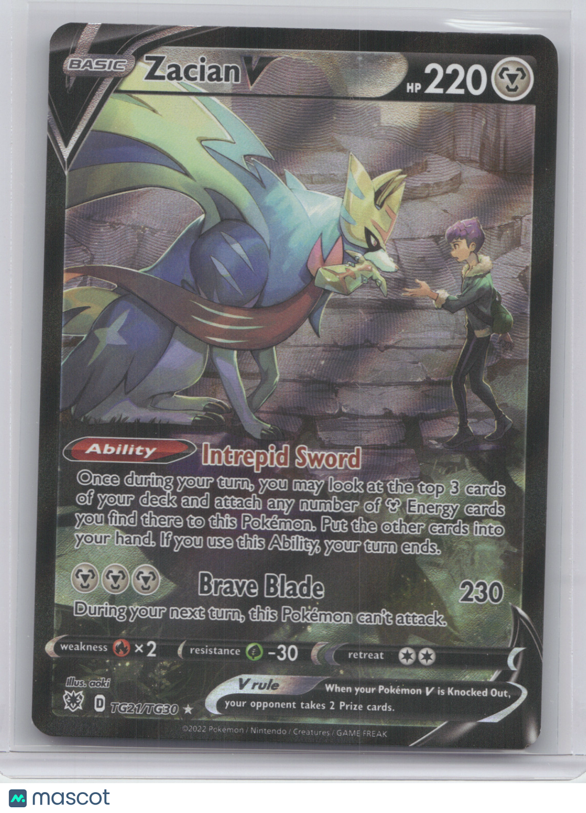 2022 Astral Radiance Zacian V Holo Rare #TG21/TG30