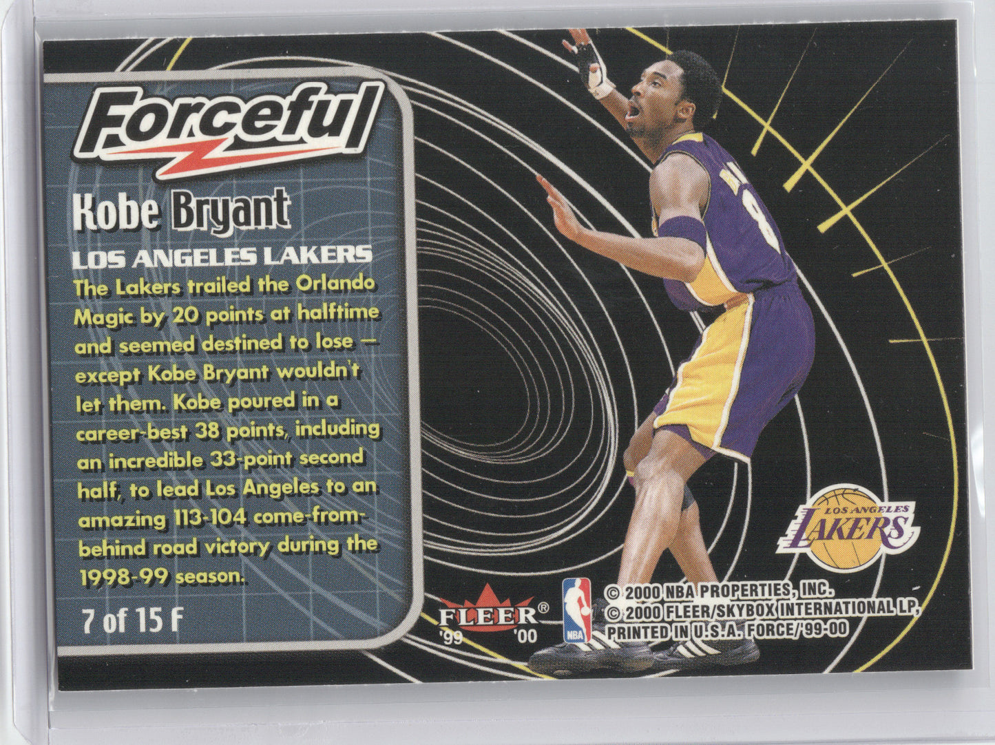 1999 Fleer Force Forceful Kobe Bryant #7