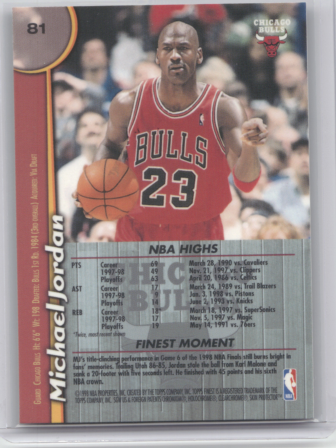 1998 Topps Finest Michael Jordan #81