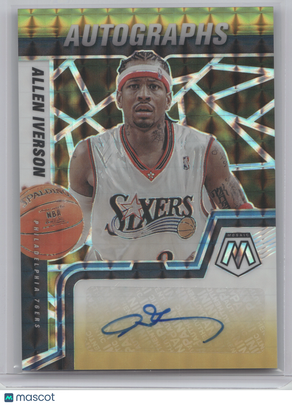 2021 Panini Mosaic Autographs Allen Iverson #AM-AIV Choice Black Gold 6/8