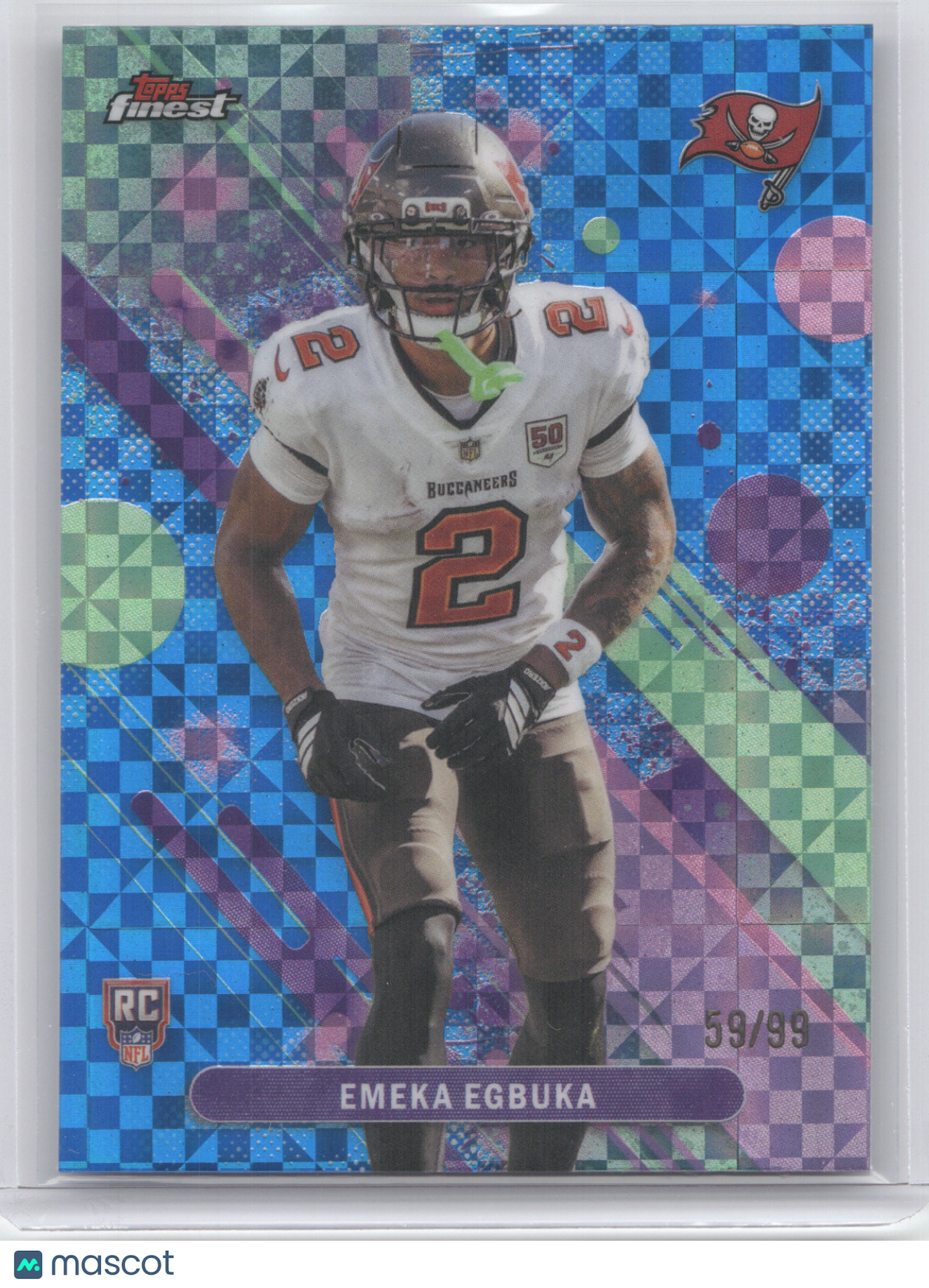 2025 Topps Finest Emeka Egbuka #24 Blue X-Fractor RC 59/99