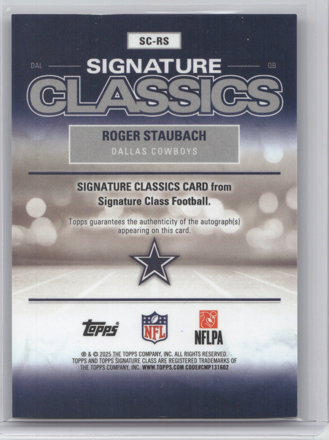 2025 Topps Signature Class Signature Classics Roger Staubach #SC-RS Red 05/25