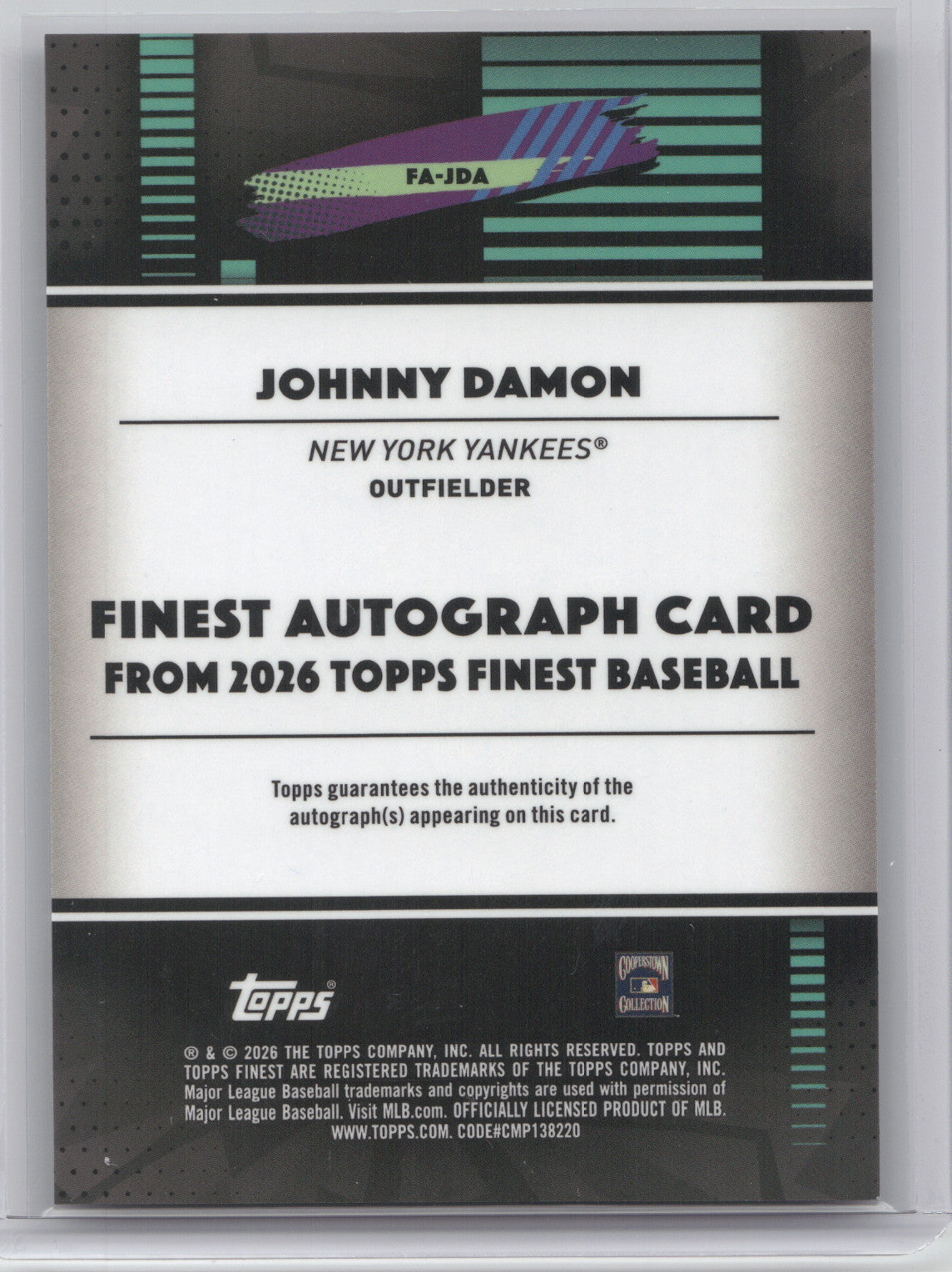 2026 Topps Finest Autograph Johnny Damon #FA-JDA