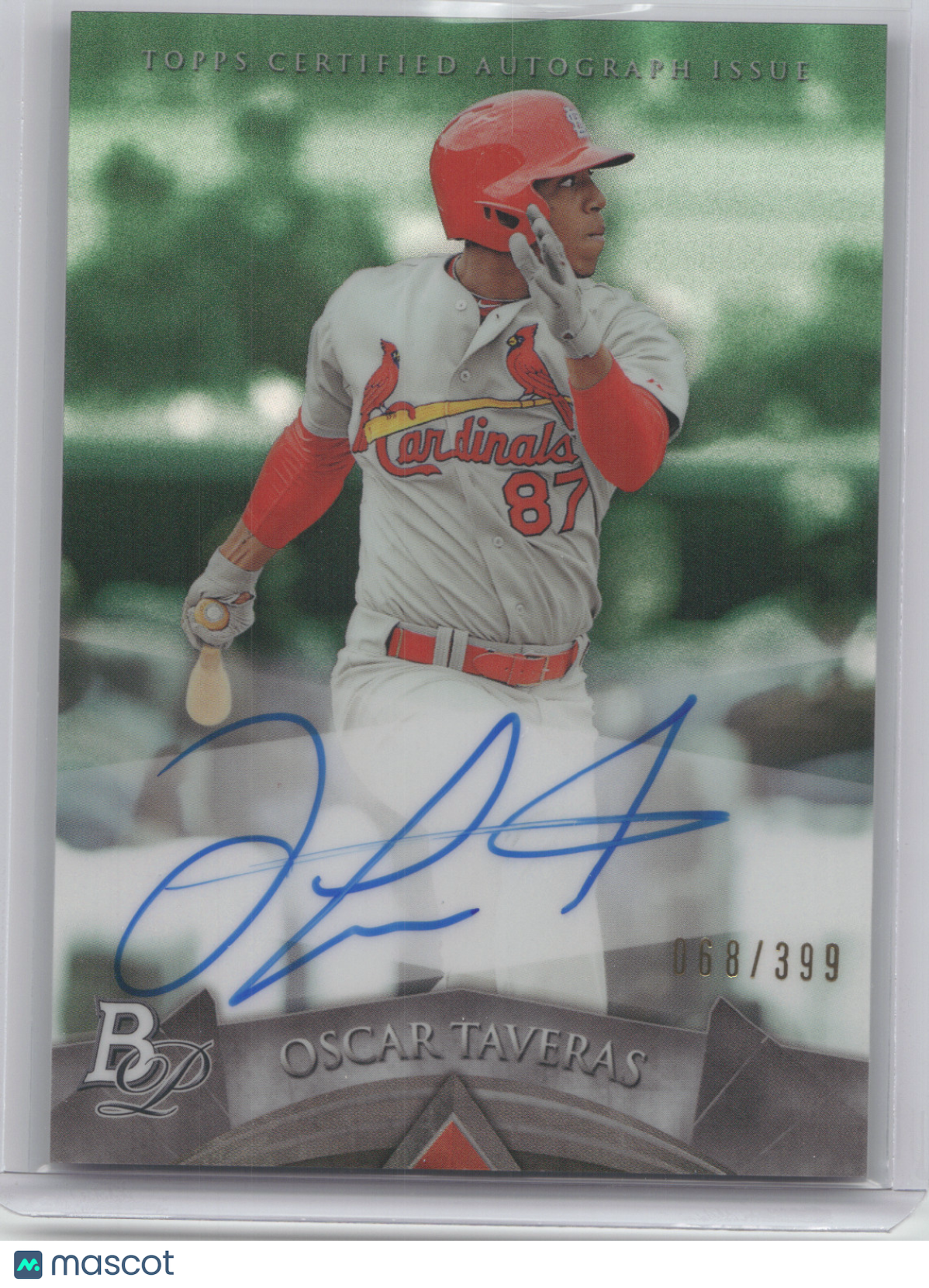2014 Bowman Platinum Oscar Taveras #AP-OT Autograph Green Refractor 068/399