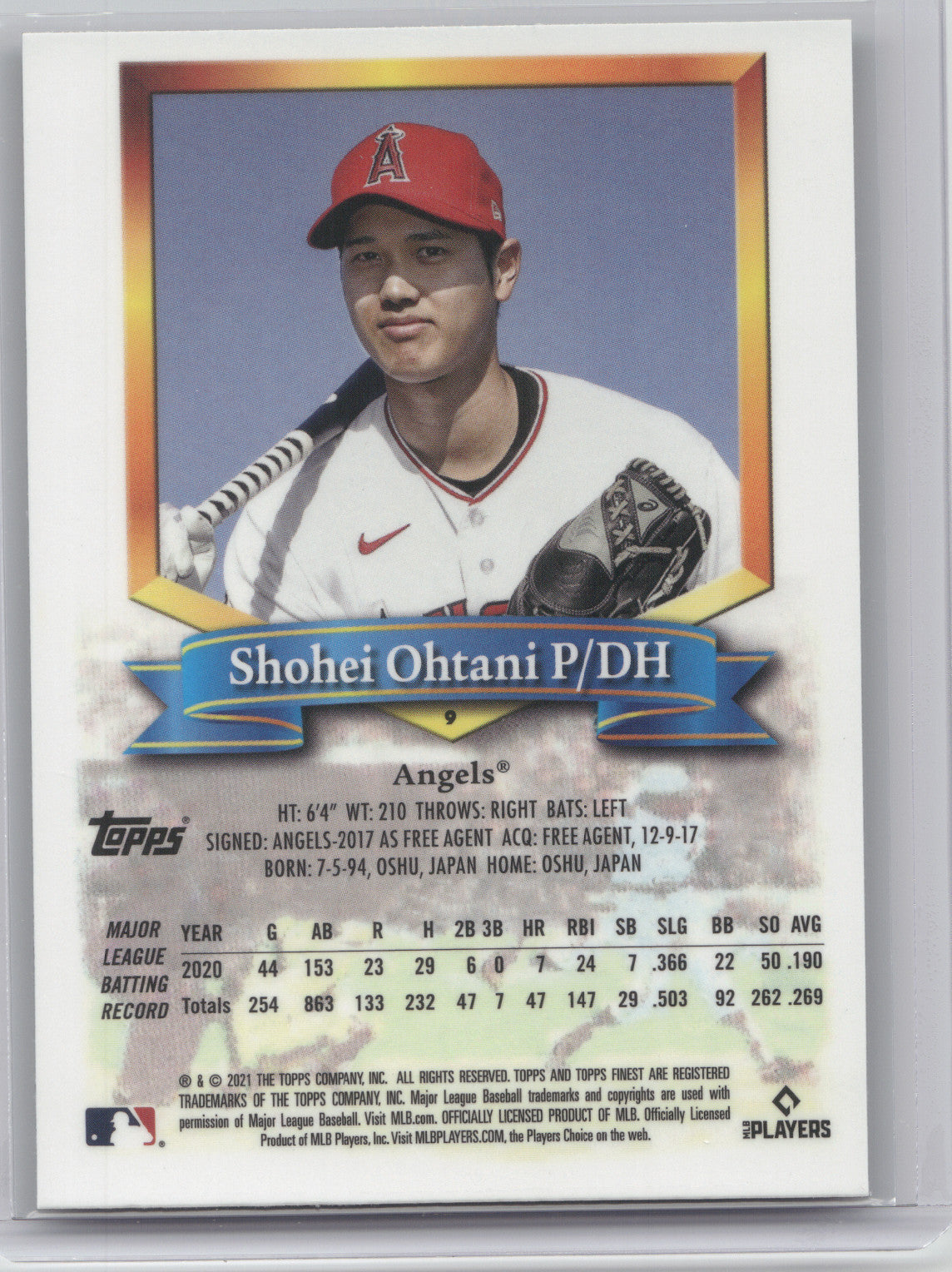 2021 Topps Finest Shohei Ohtani #9