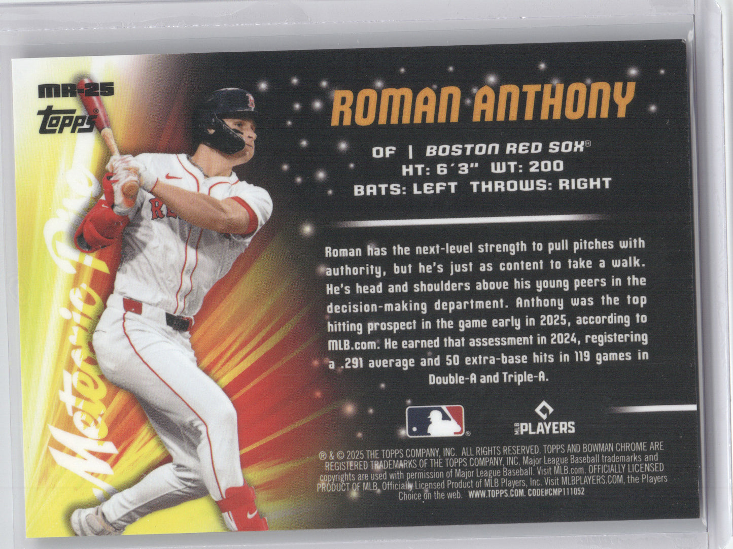 2025 Bowman Chrome Meteoric Rise Roman Anthony #MR-25 Blue Mega 078/150