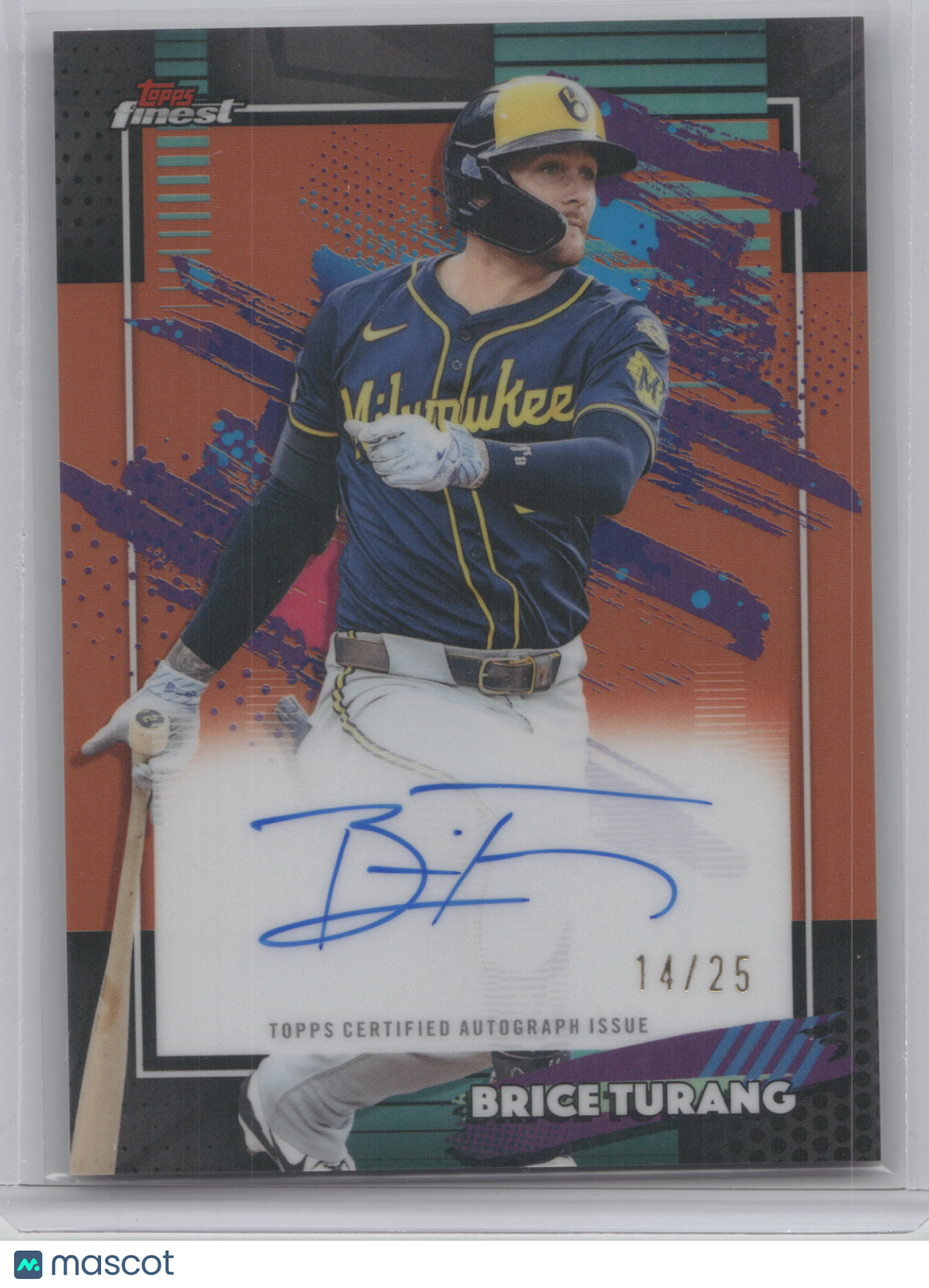 2026 Topps Finest Autograph Brice Turang #FA-BT Orange 14/25