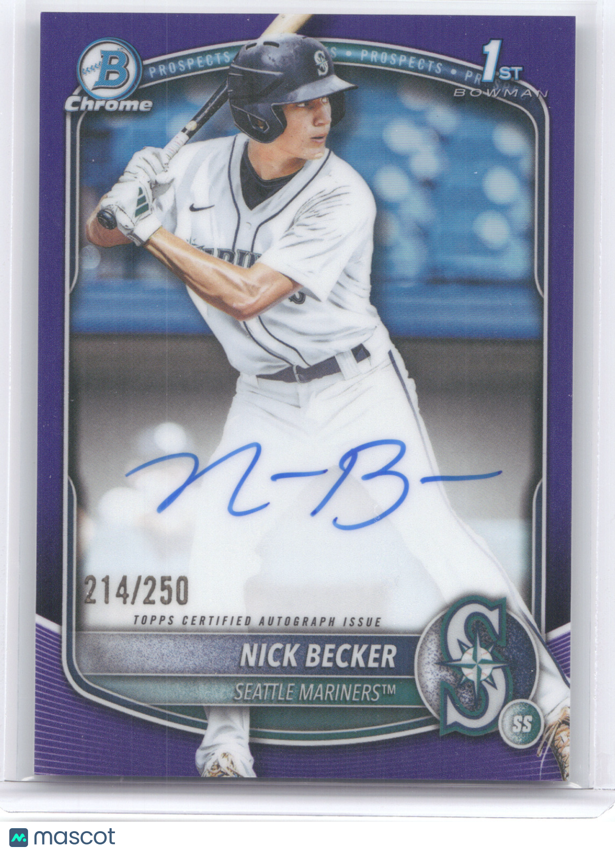 2025 Bowman Chrome Prospect Autograph Nick Becker #NB Purple Refractor 214/250