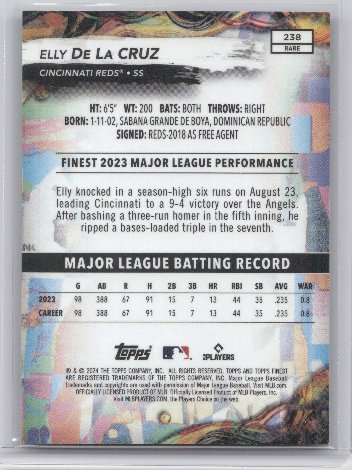 2024 Topps Finest Elly De La Cruz #238 Green RC 07/25
