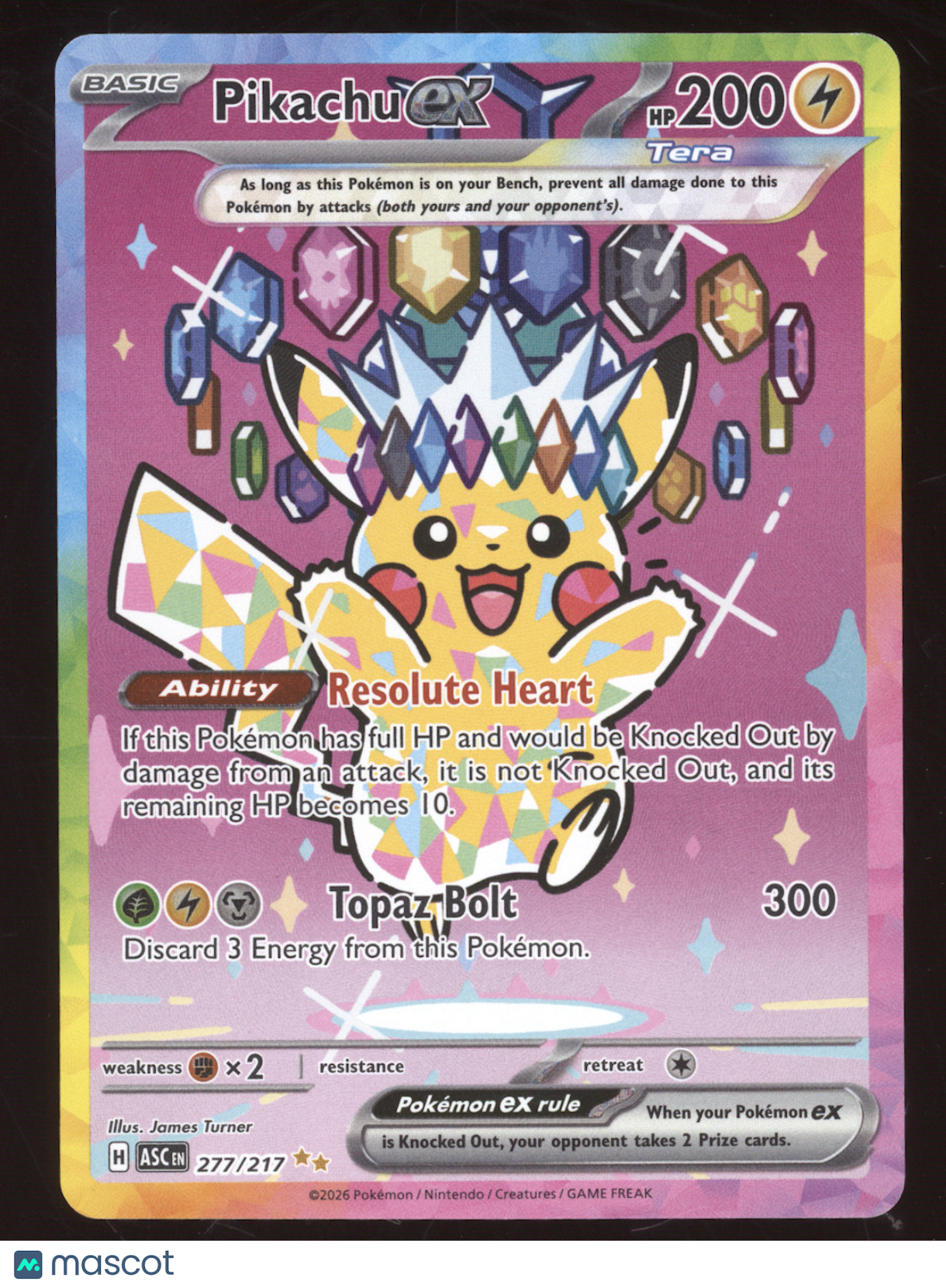 2026 Mega Evolution Ascended Heroes Pikachu ex Holo Secret Rare #277/217