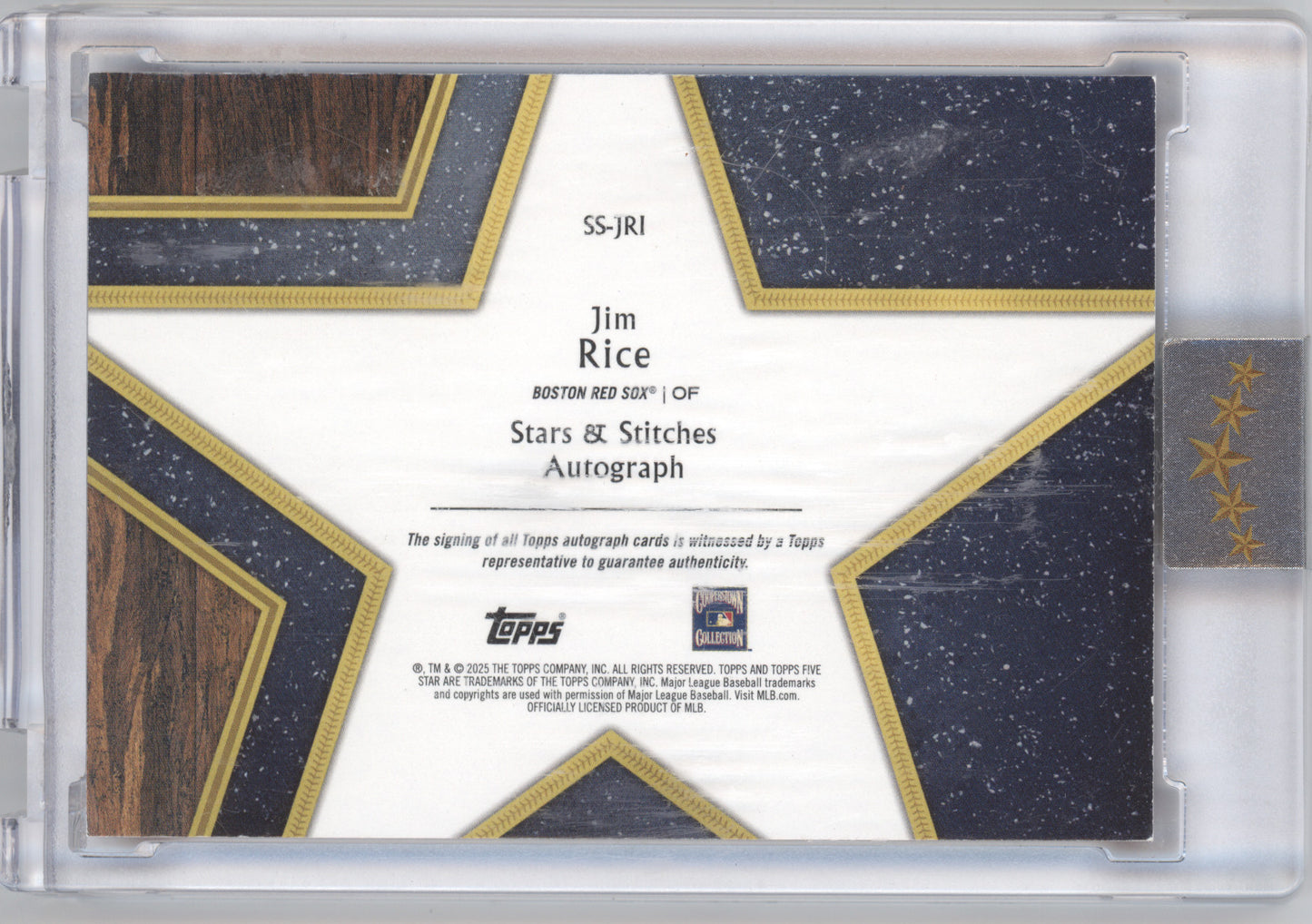 2025 Topps Five Star Stars & Stitches Autograph Jim Rice #SS-JRI 1/1