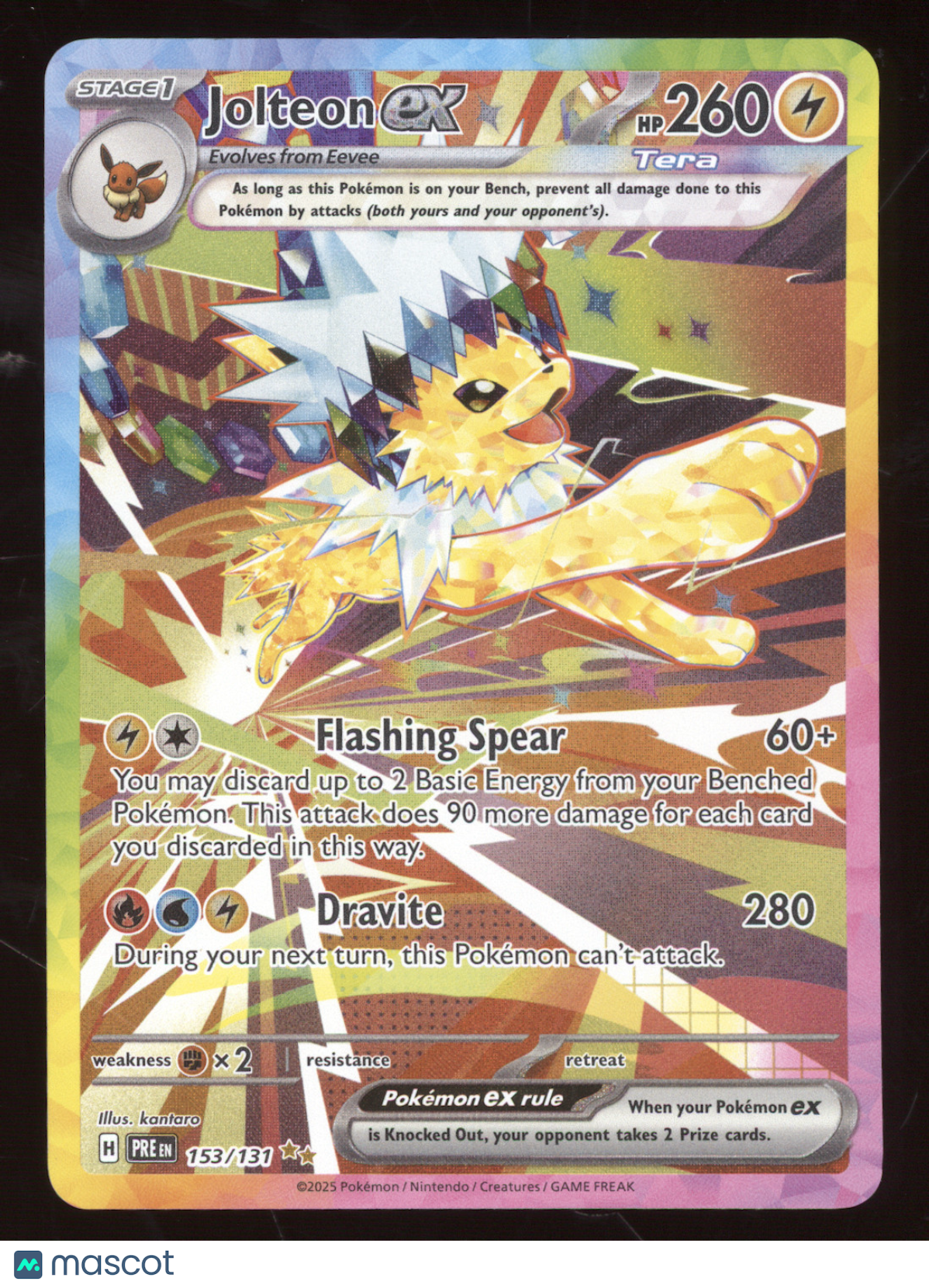 2025 Prismatic Evolutions Jolteon ex Secret Rare #153/131