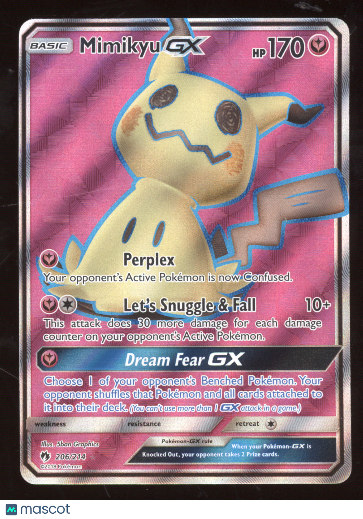 2018 Lost Thunder Mimikyu GX Ultra Rare #206/214